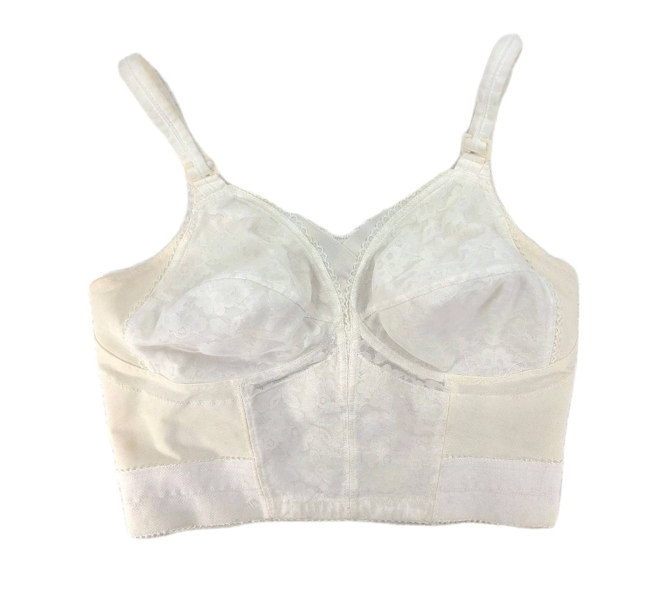 Vintage 1960s Longline Bullet Bra 38C Playtex Living Stayless Lace Mesh Pinup