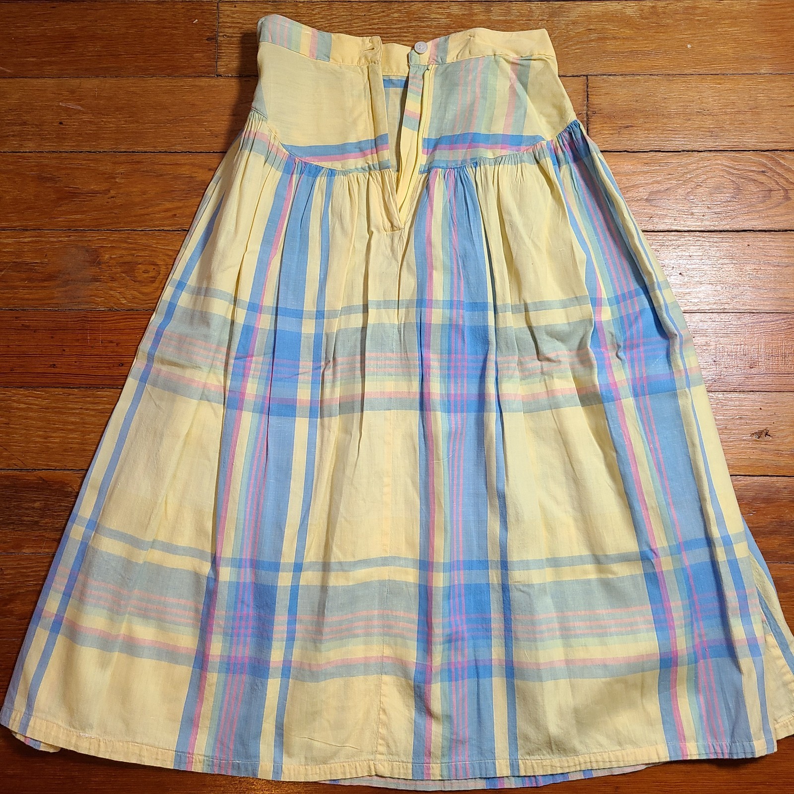 Vintage 70s/80s Santa Cruz Flat Front Plaid Skirt SZ 5 Cotton A-line Full Retro