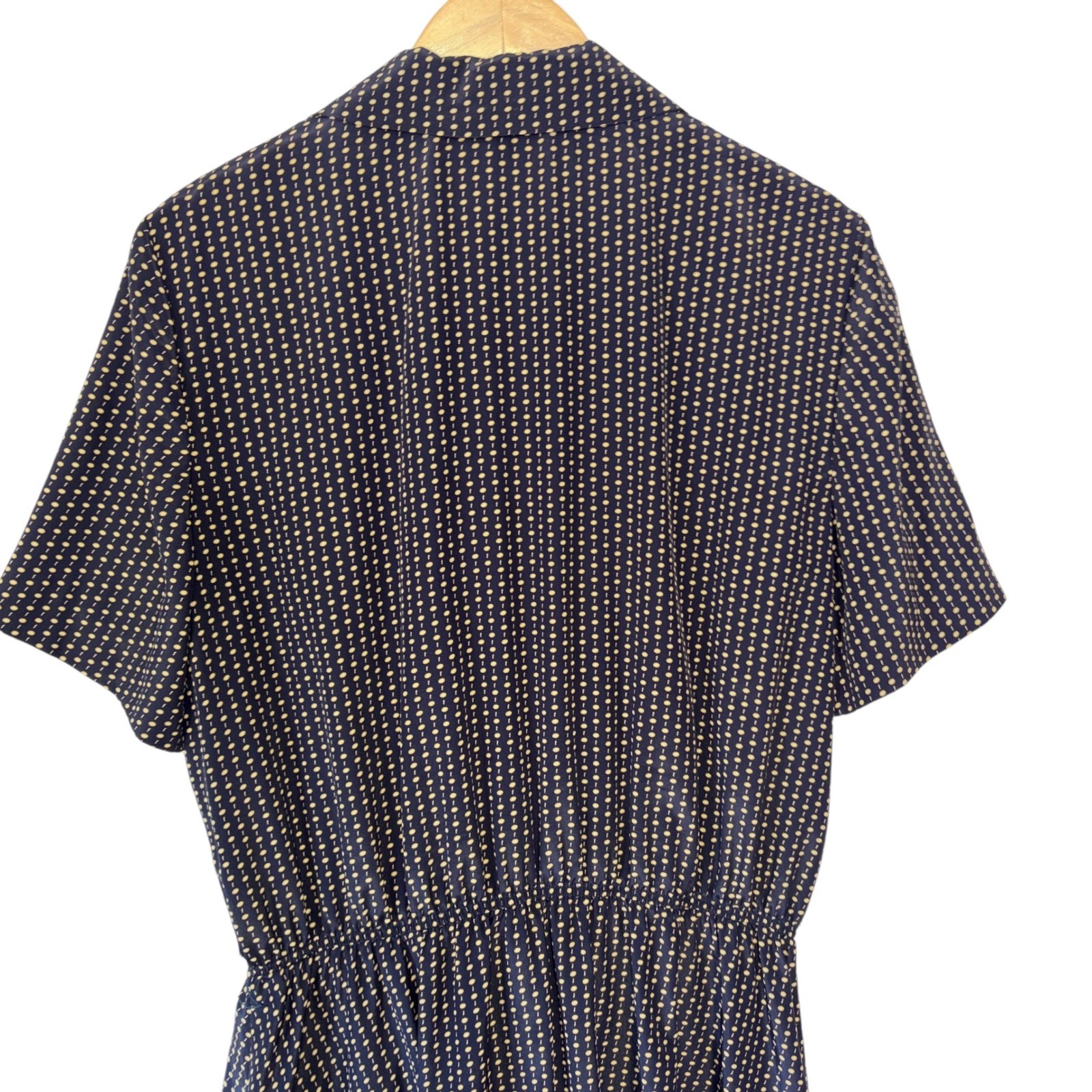 Leslie Fay Shirt Dress Womens Vintage Belted Midi Button Front 16 Navy Yellow