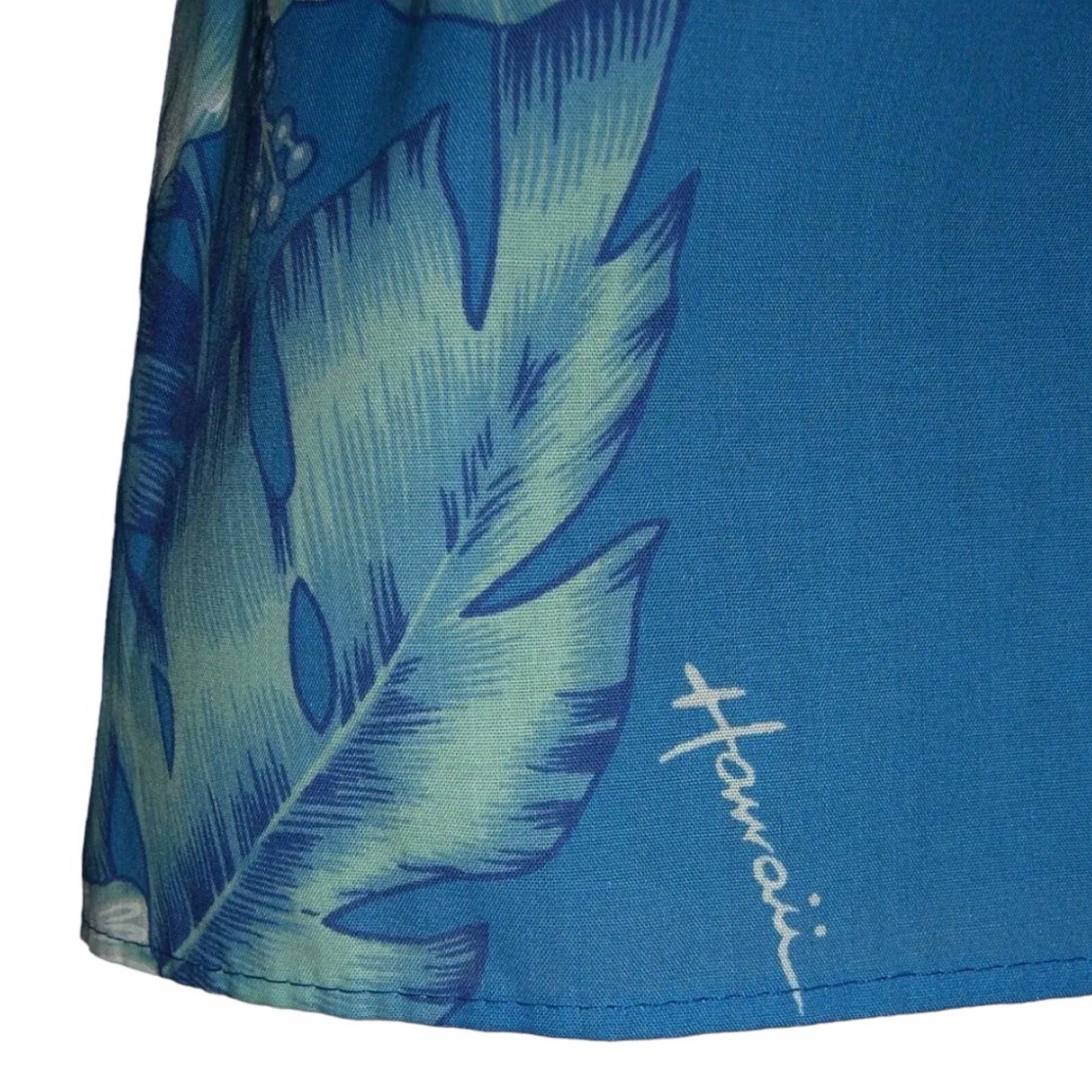 Vintage 80’s Kalena Fashions Of Hawaii Dress Flower Blue MuMu Hibiscus Vacation