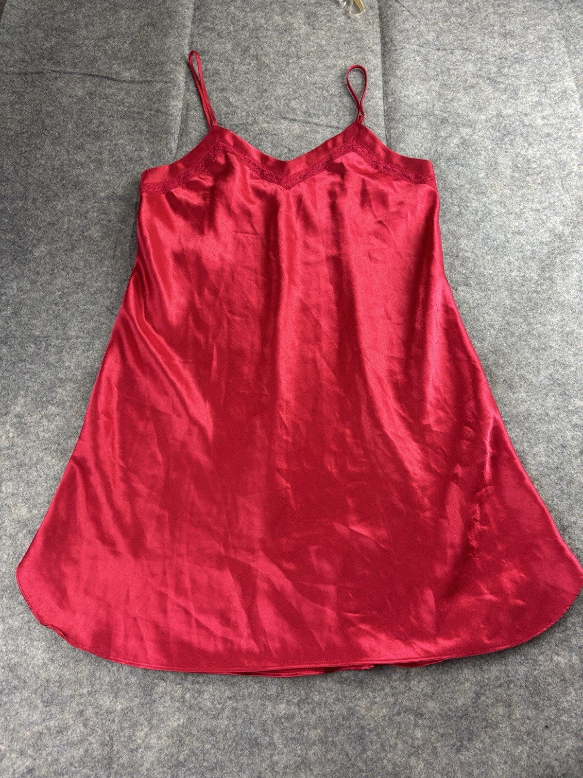 Vintage T R Bentley Red Bias Cut Satin Sexy Lingerie Mini Slip Dress Size M SEE