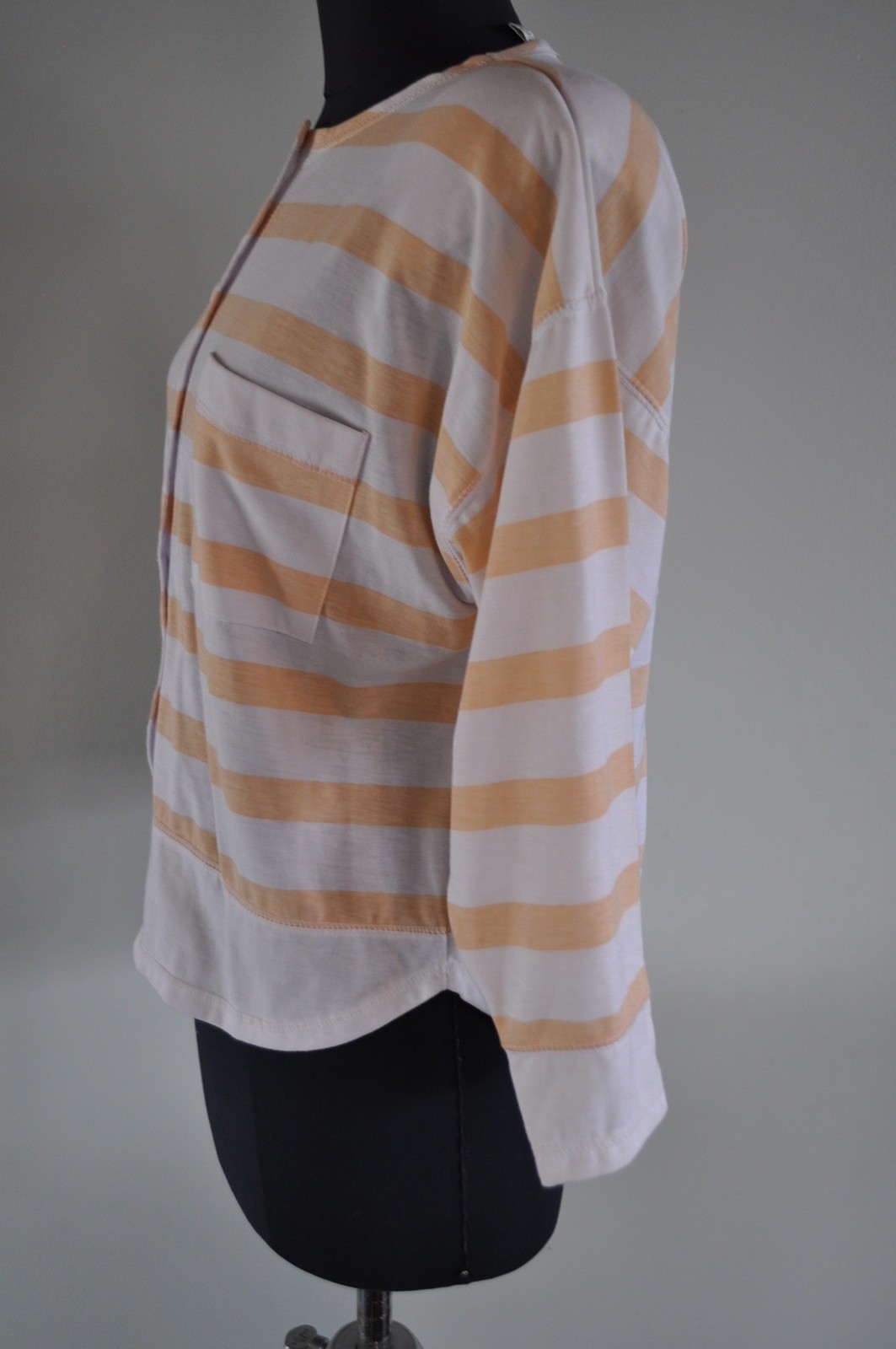 Vintage Top Women’s Stefano Peach and White Stripe Shoulder Pads 1980s