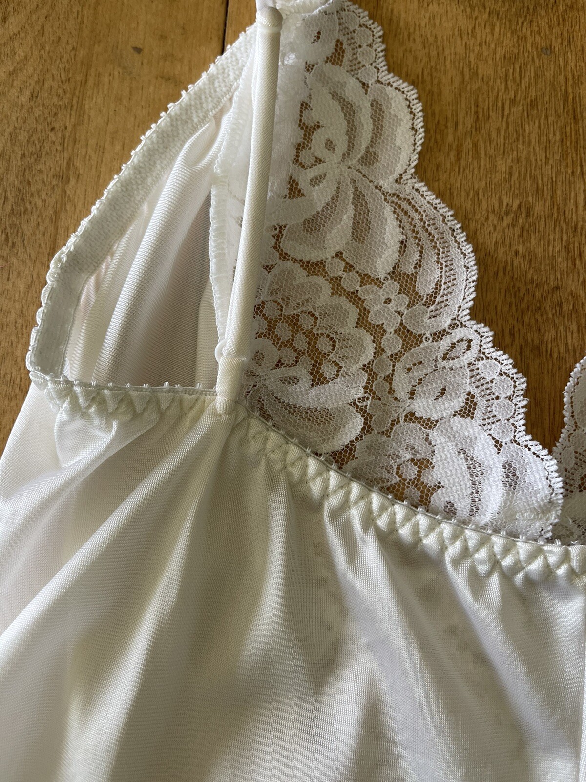 Vintage Darling Lingerie Semi Sheer Nylon Lace Slip Dress Size S Cottagecore