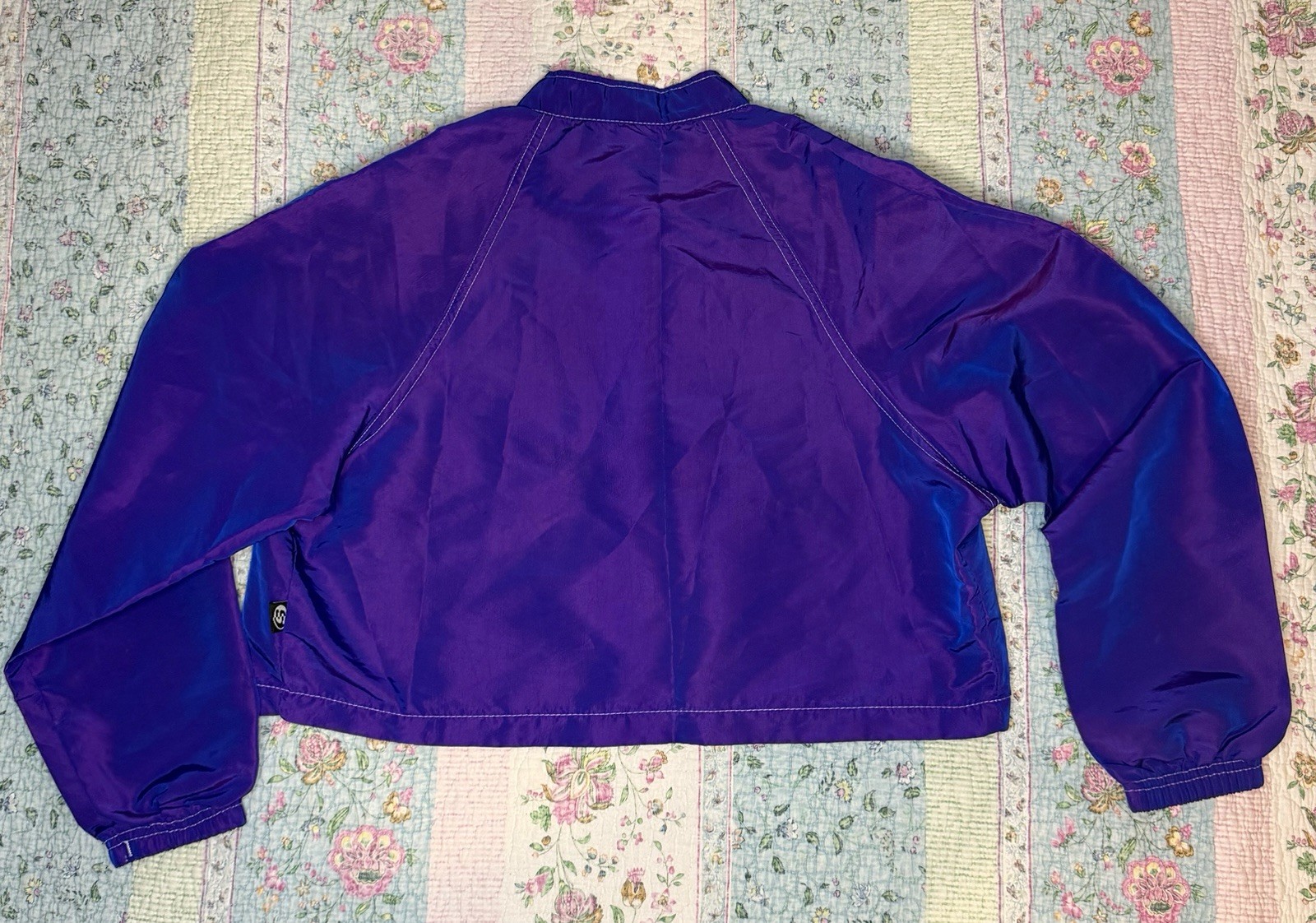 VTG 90s Y2K Surf Style Purple Iridescent Windbreaker Jacket & Board Shorts SM