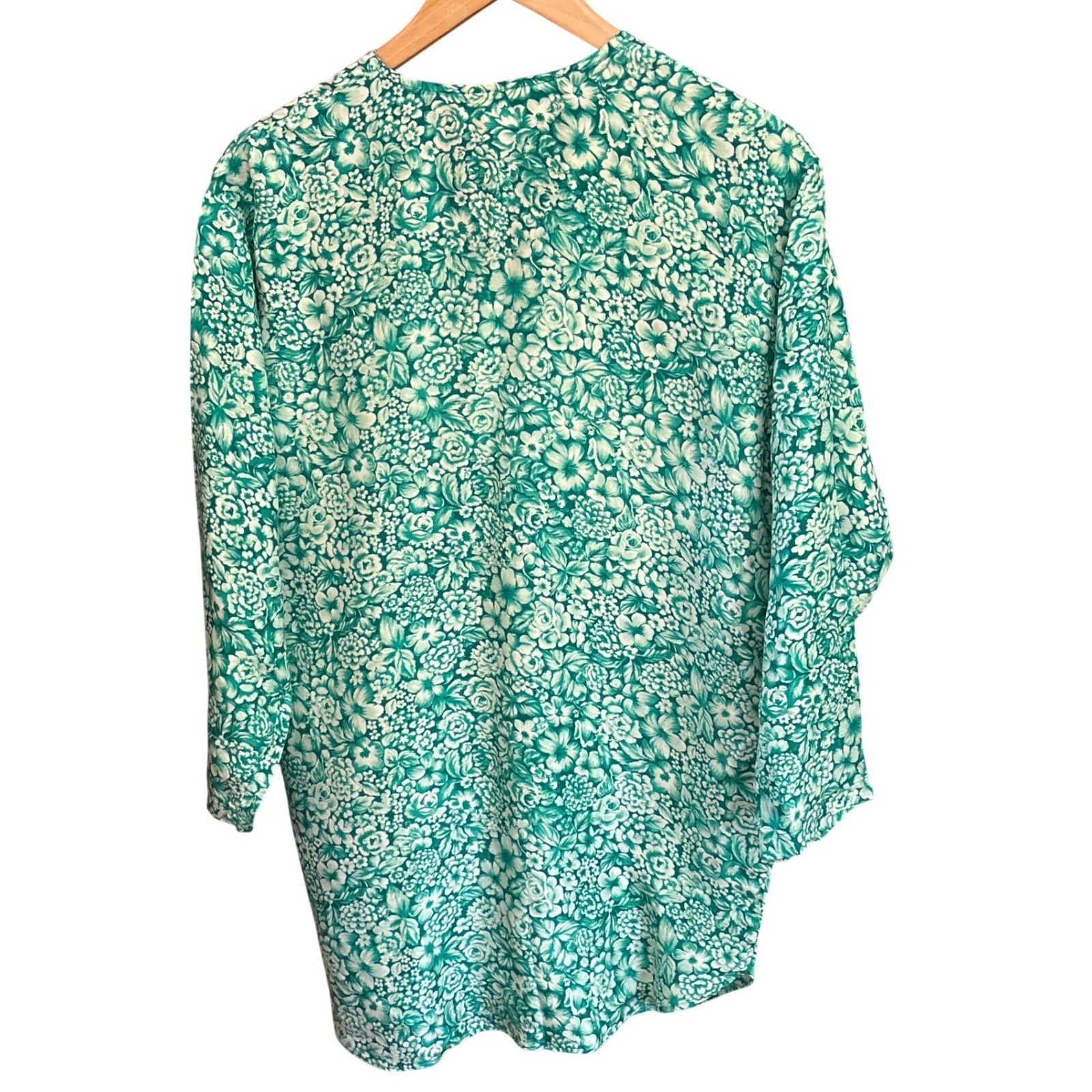 Vintage 90s Delicates Silk Floral Tunic Blouse Grandmacore Coastal Grandmother