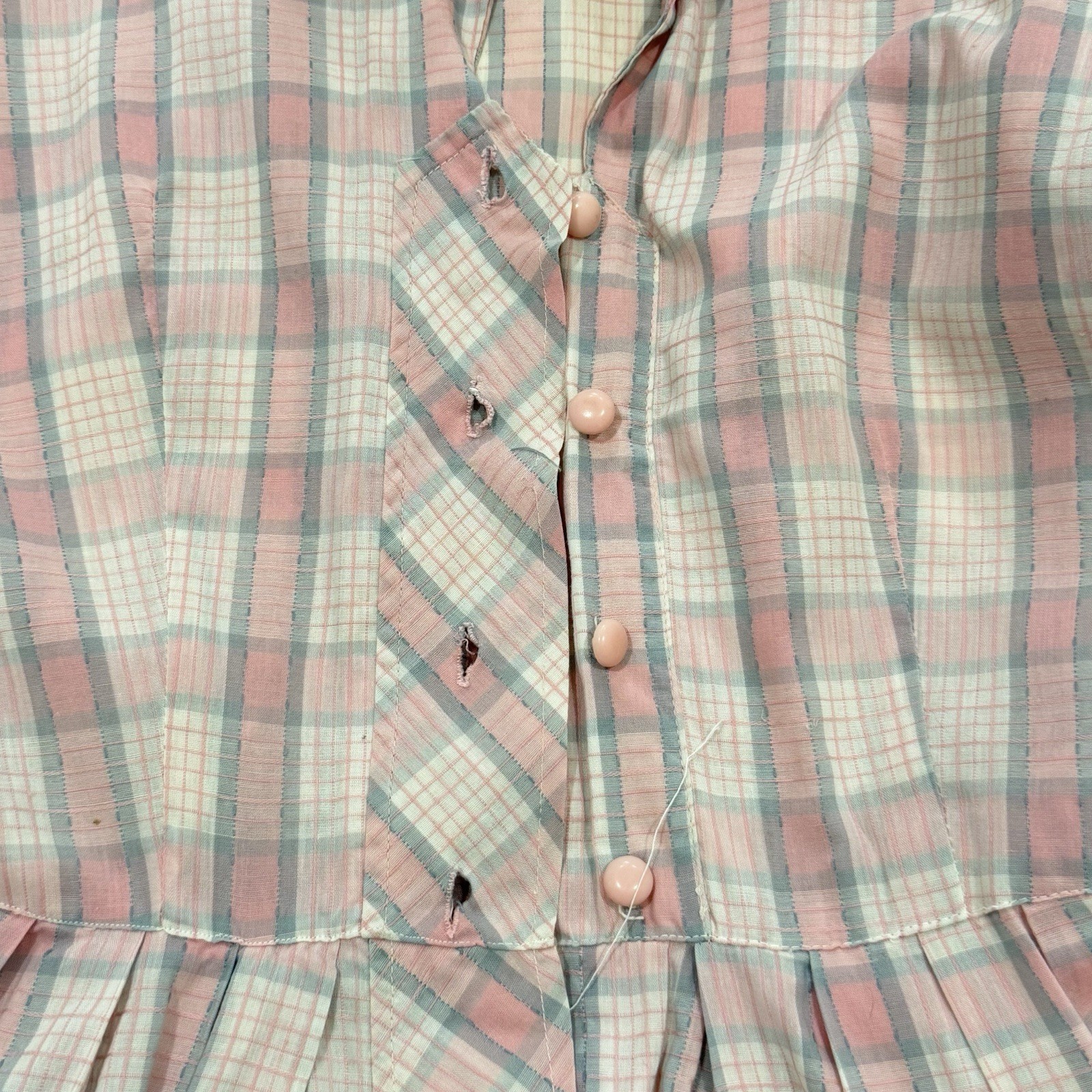 Vintage Adele Fashions Plaid Day Dress Small Pink 50s Retro Cottage Feminine