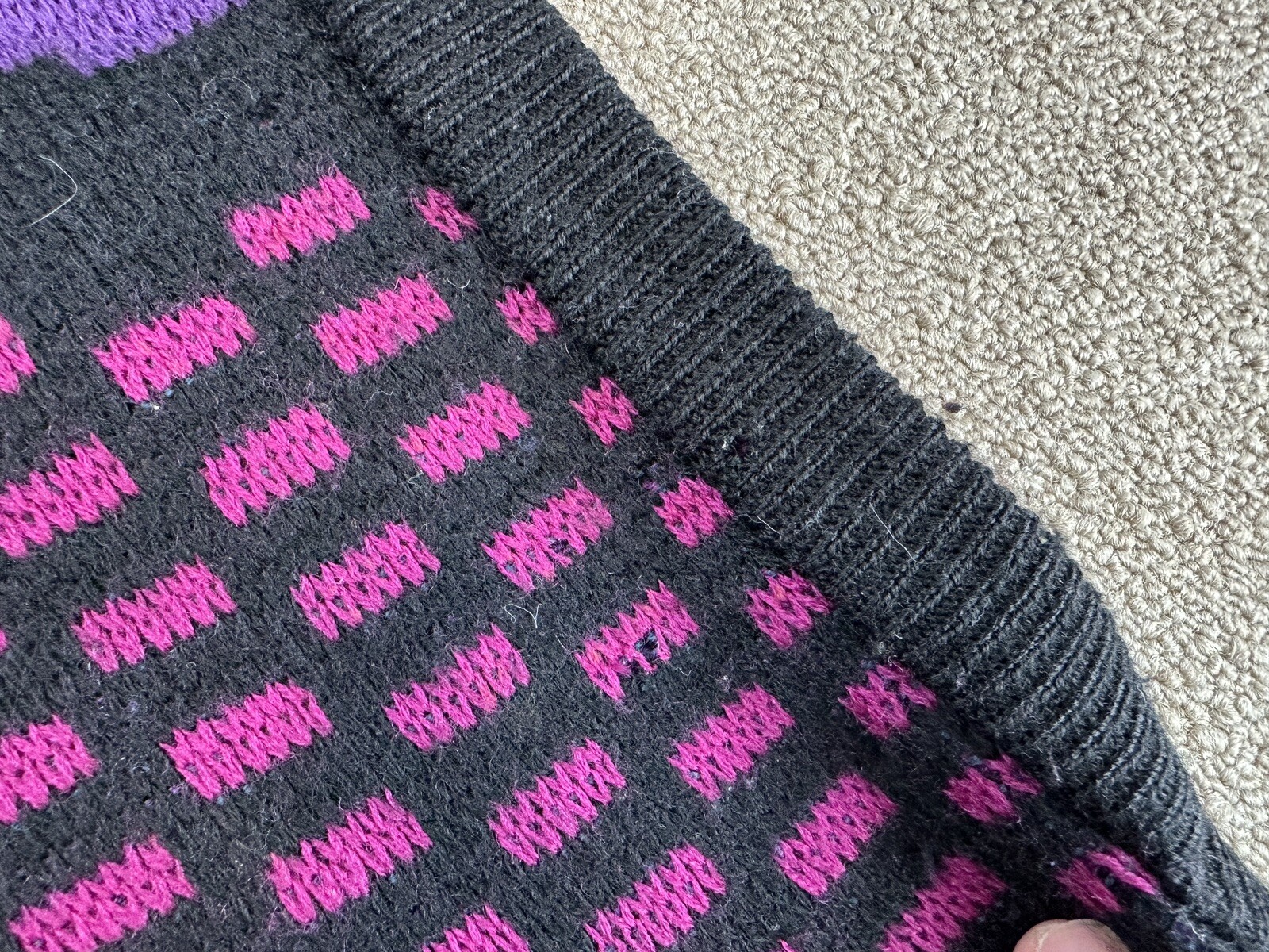 Women’s Dalton Sweater XL Colorful Boxy Black Pink Purple Geometric VTG