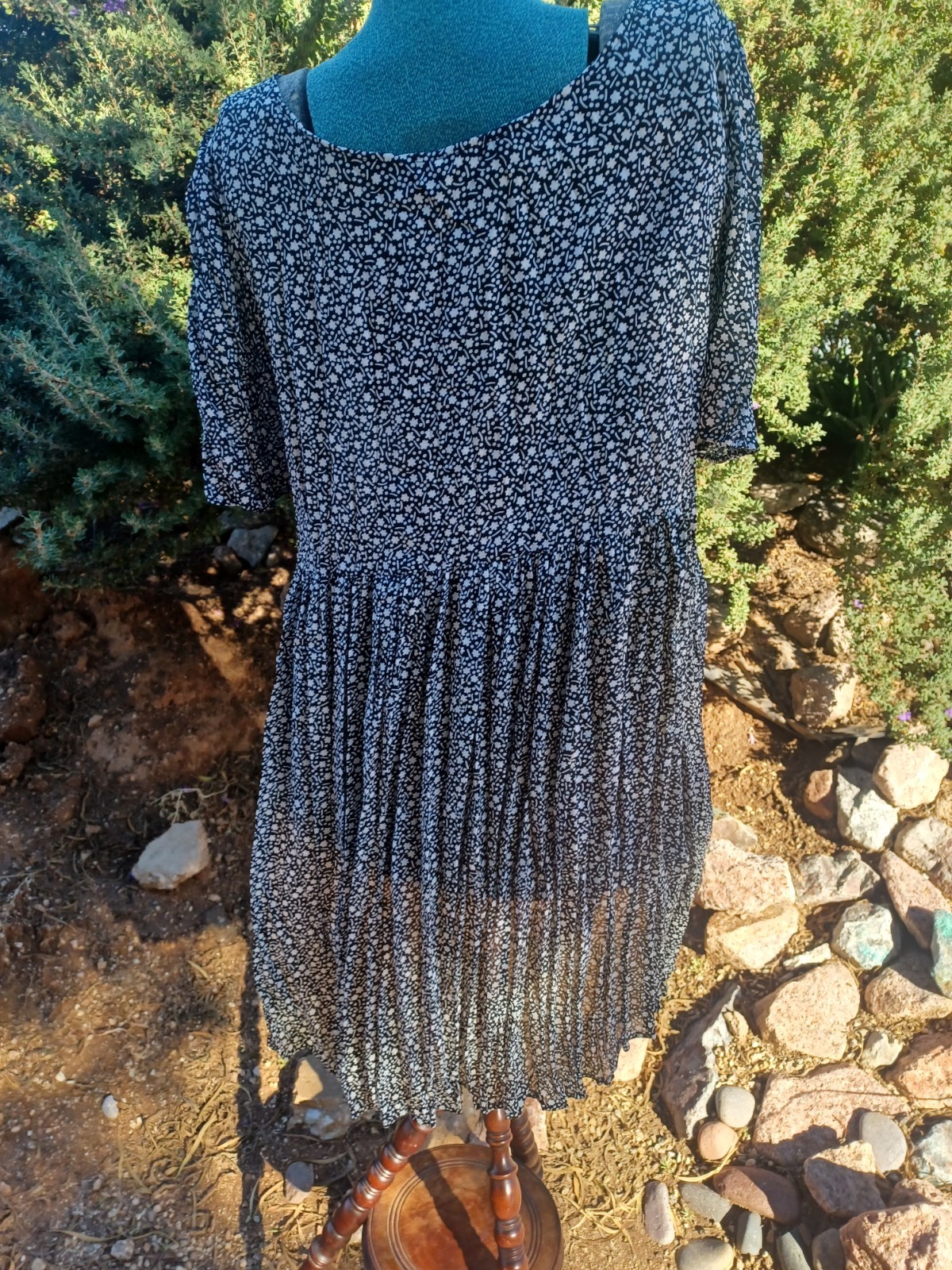 Vintage 80s/90s Semi-Sheer Black and White Floral Grunge Babydoll Dress