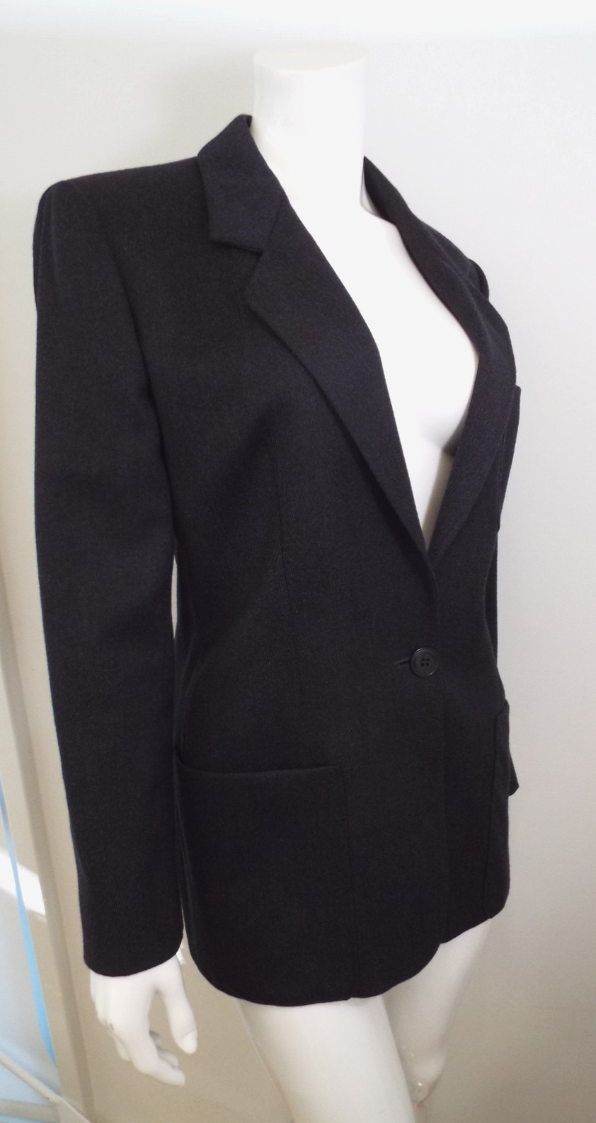 Vintage Giorgio Armani Charcoal Gray Wool Blazer Suit Jacket Italy Size 42