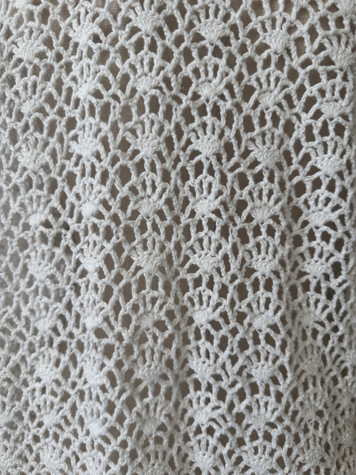 Vintage Crocheted Open Shawl Cardigan 20W XL White SS Boho Hippie Cover Up