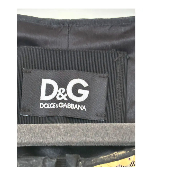 RARE 90s VTG D&G Dolce Gabbana Gold Sequin Jacket Black Trim Italy 40 COA Small