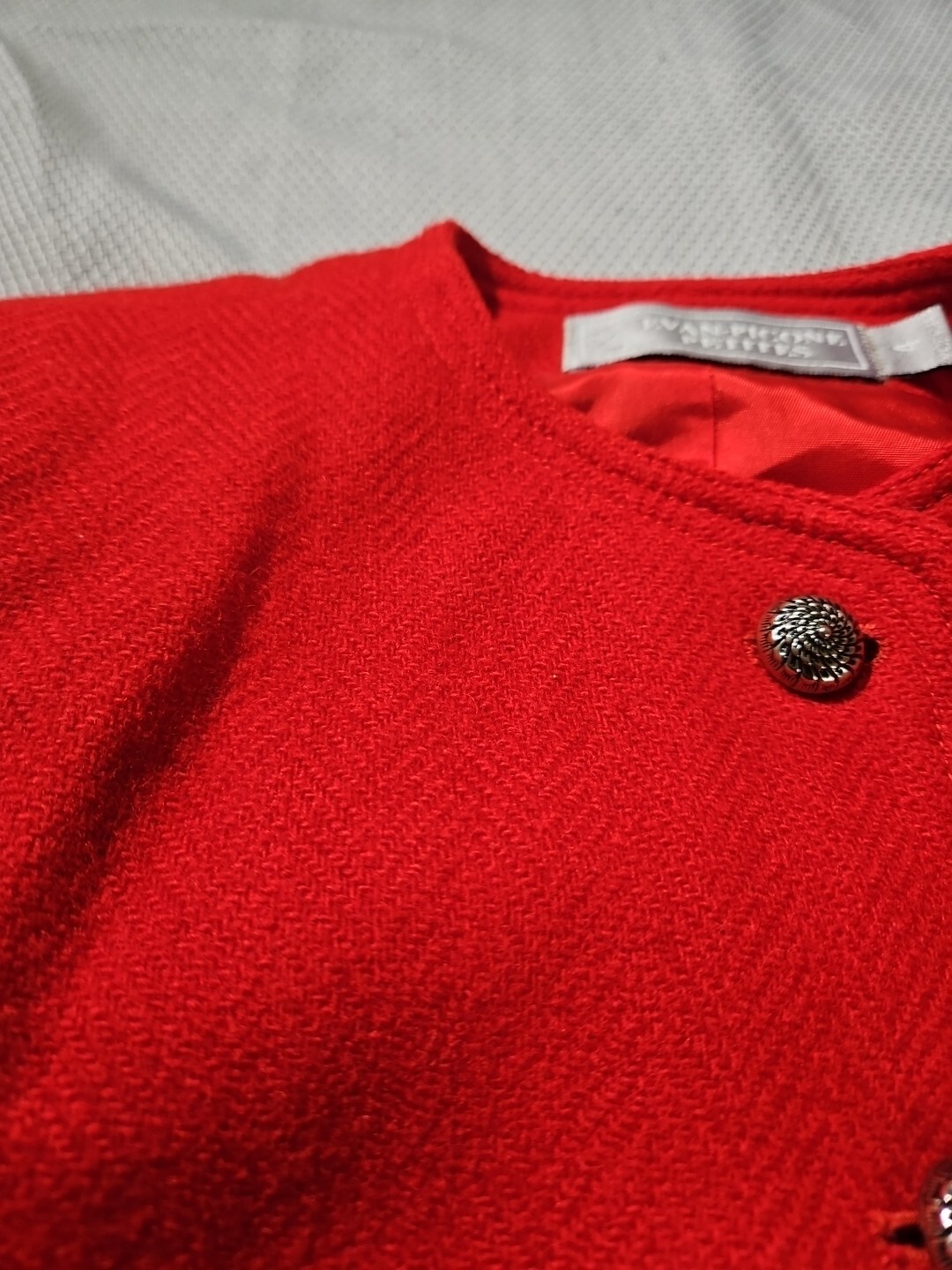 Evan Picone Jacket Womens Size 4 Red Vintage Wool Jacket Metal Button Capsule