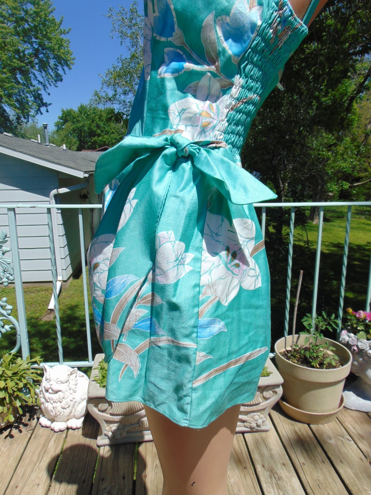 Vtg 70s Sun Fashions for Andrade Sarong Skirt Hawaiin Playsuit Romper sm