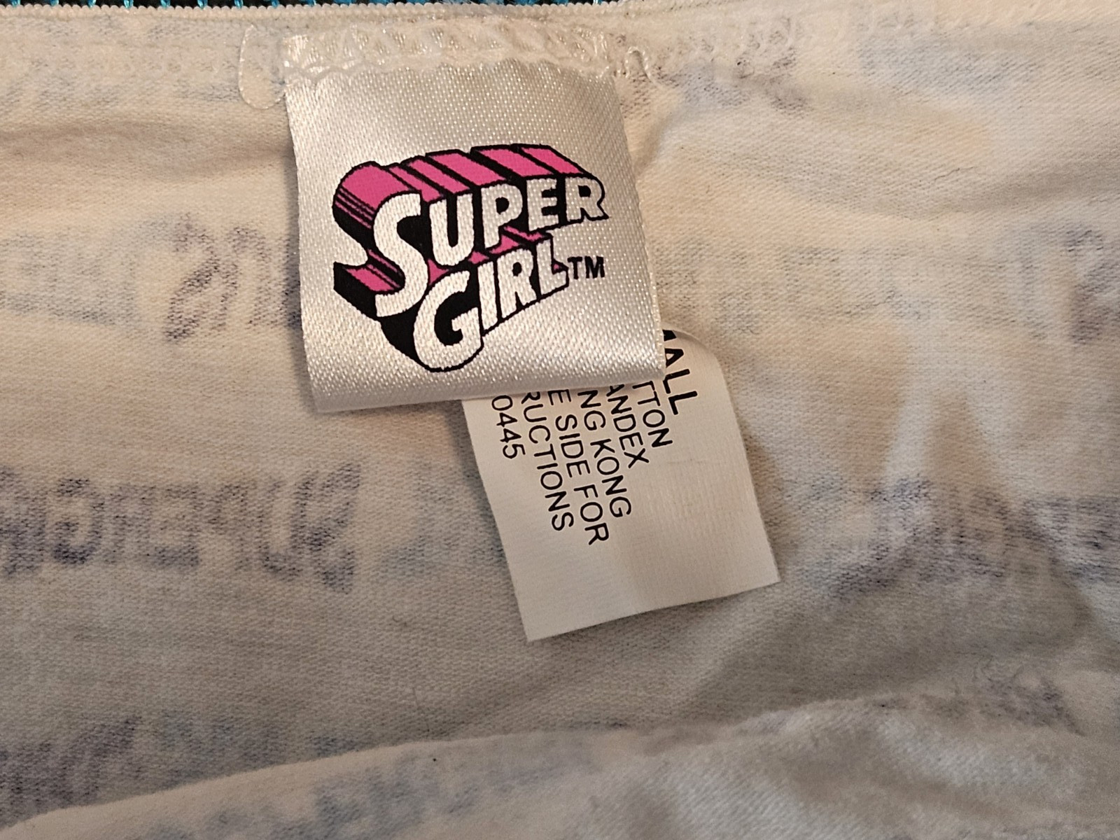 SuperGirl Intimates Women’s Bikini Panties Sz: SMALL Color: WHITE/BLUE WRITING