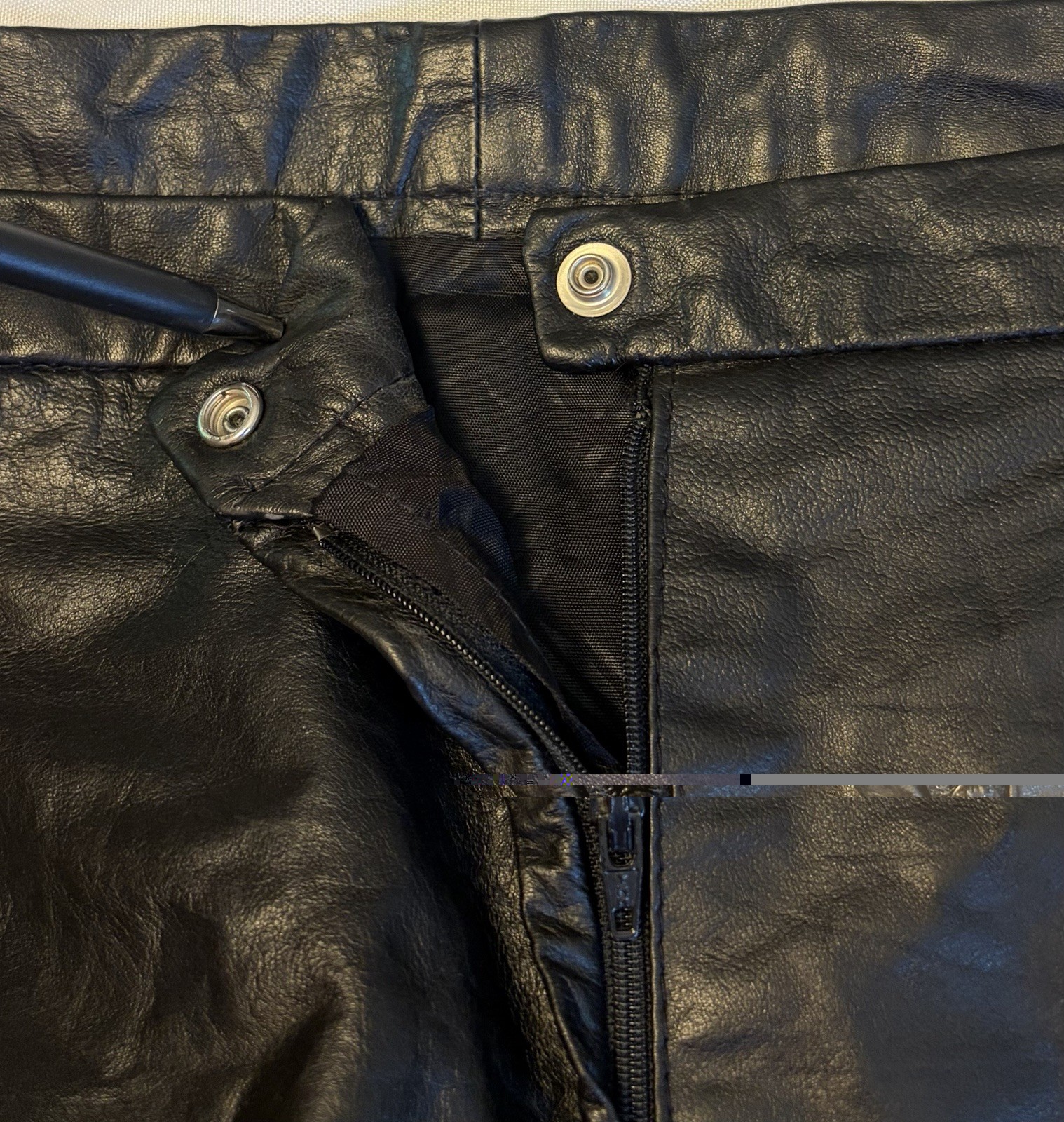 Vtg AGGIE GEORGETTE Chordas Leather A-Line Midi Skirt 40 Lined 80s Biker Goth