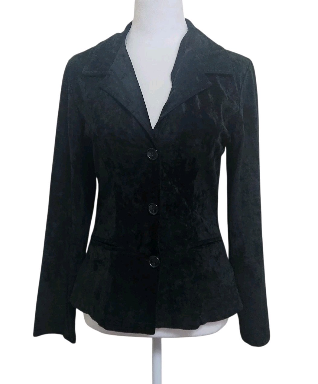 Vtg Velour Shacket Blazer 90s Y2K Womens S/M Black Whimsigoth Witchy