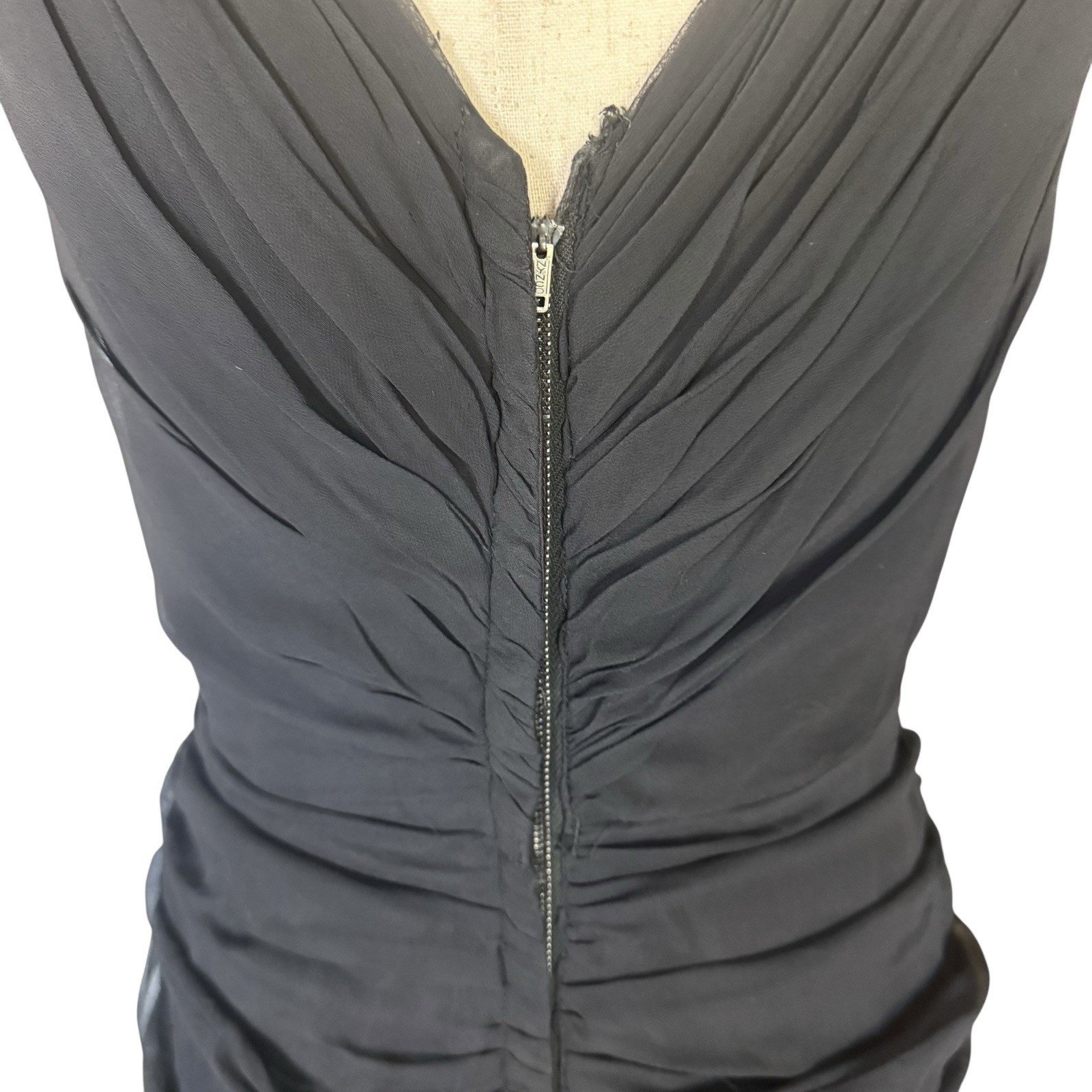 Vintage 50s 60s Black Chiffon Sleeveless Evening Cocktail Wiggle Dress Dessés S