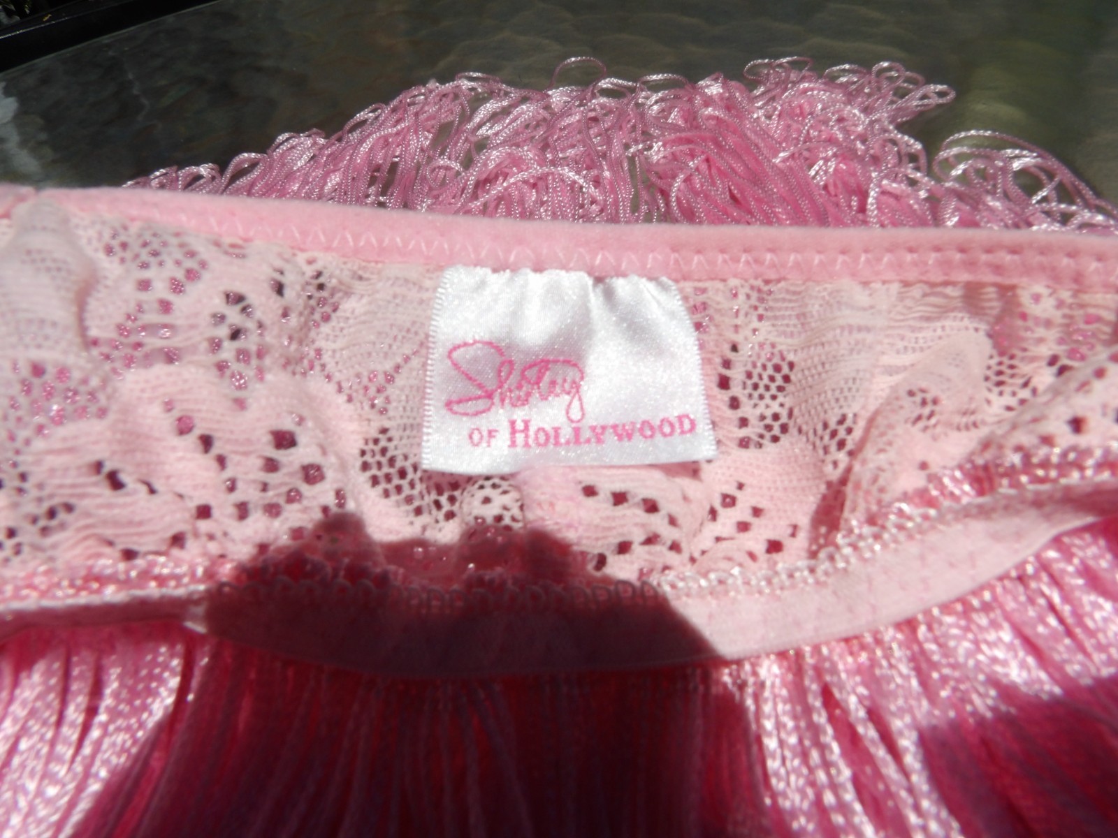 VTG SHIRLEY OF HOLLYWOOD PINK FRINGE & LACE BABY DOLL NIGHTY M