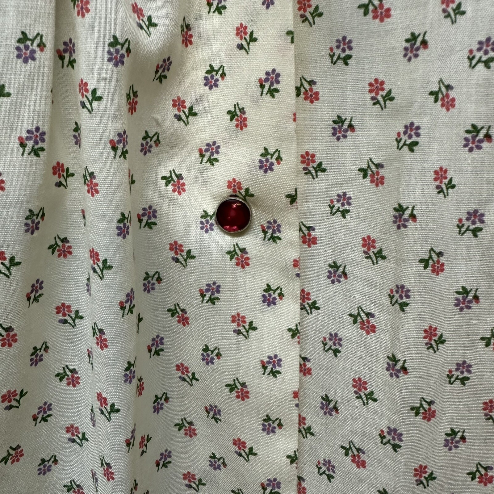Vintage Dainty Floral Cotton Lace House Dress Nightgown Snap Button Front M