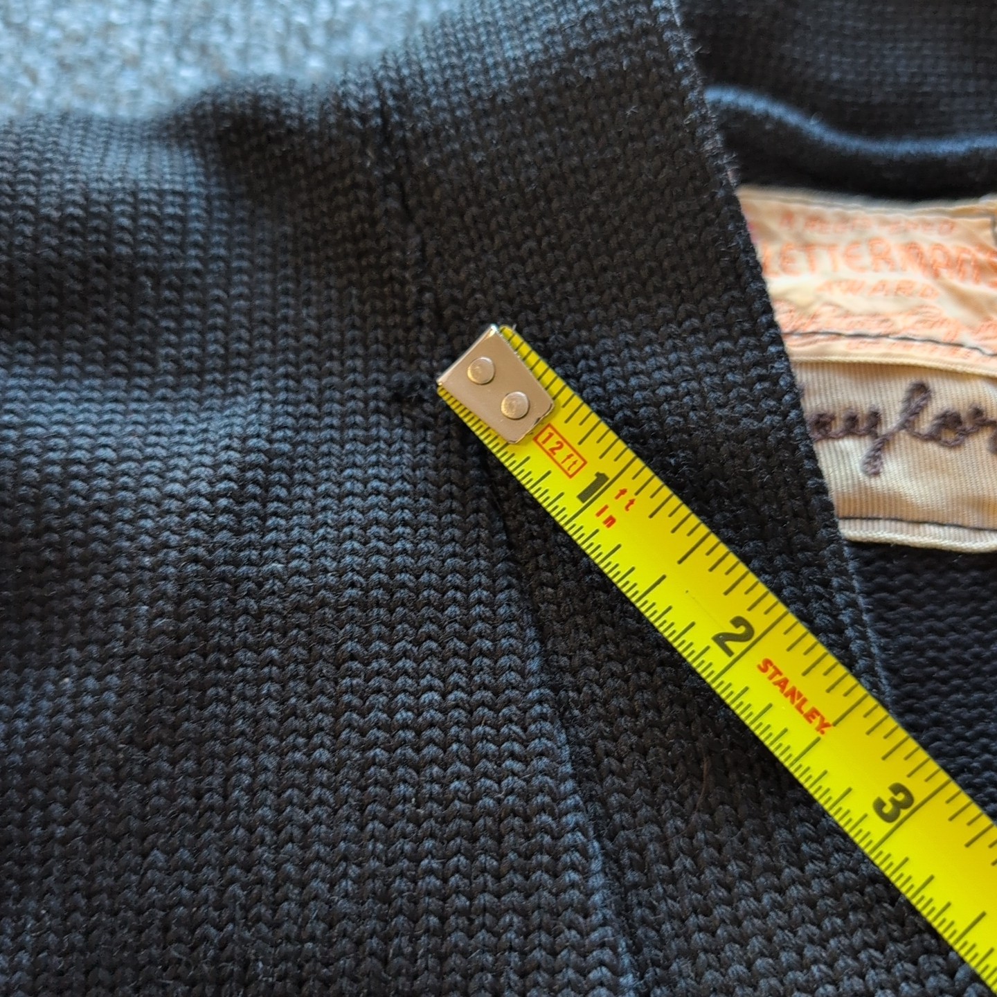 Vintage Varsity Letterman Sweater Black Orange Gloria Wells NV Womens Med 50/60s