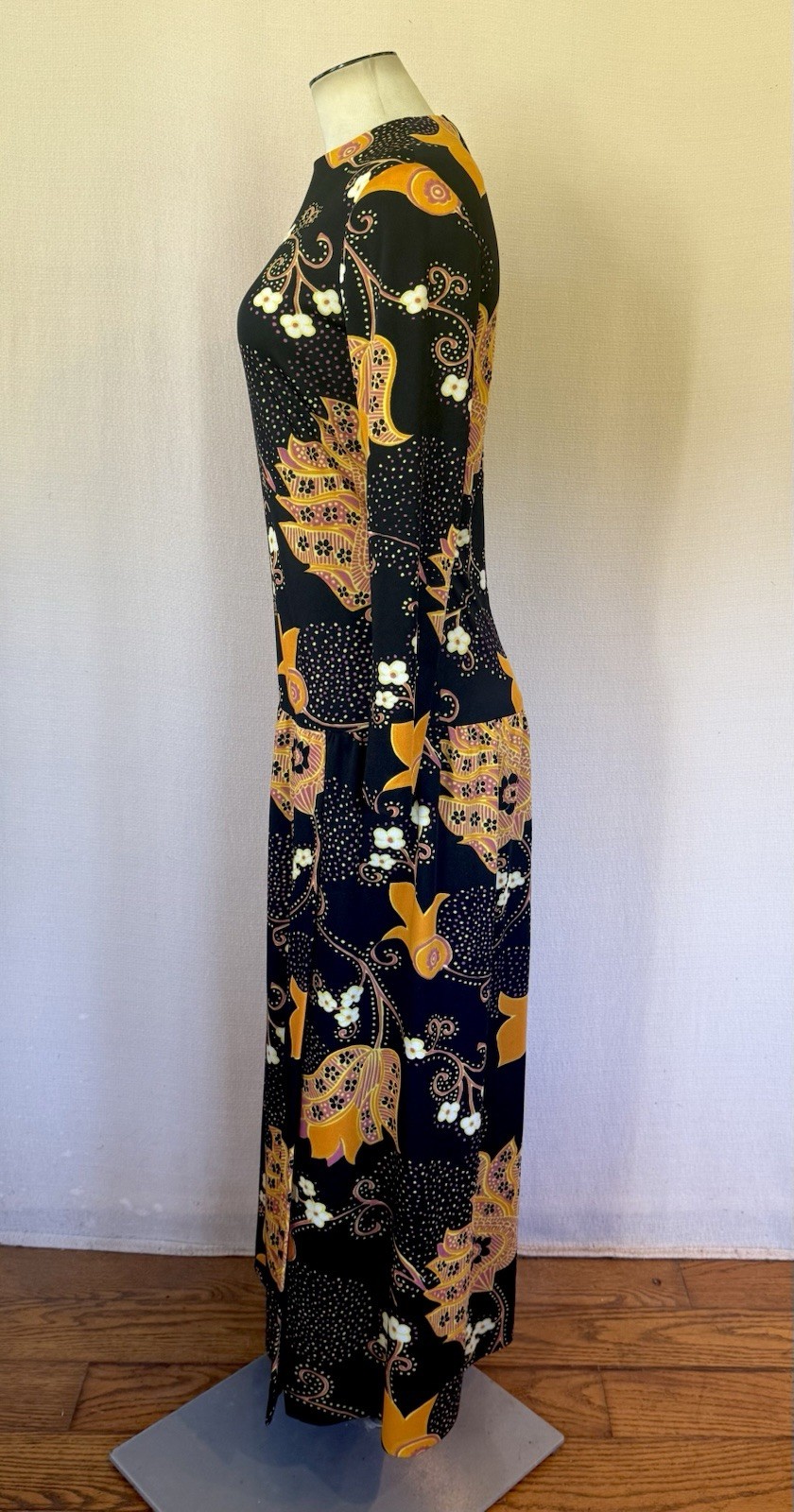 Vintage Don Luis De Espana Maxi Dress Hippie Mod Size 34 Bust M Sexy Side Slit