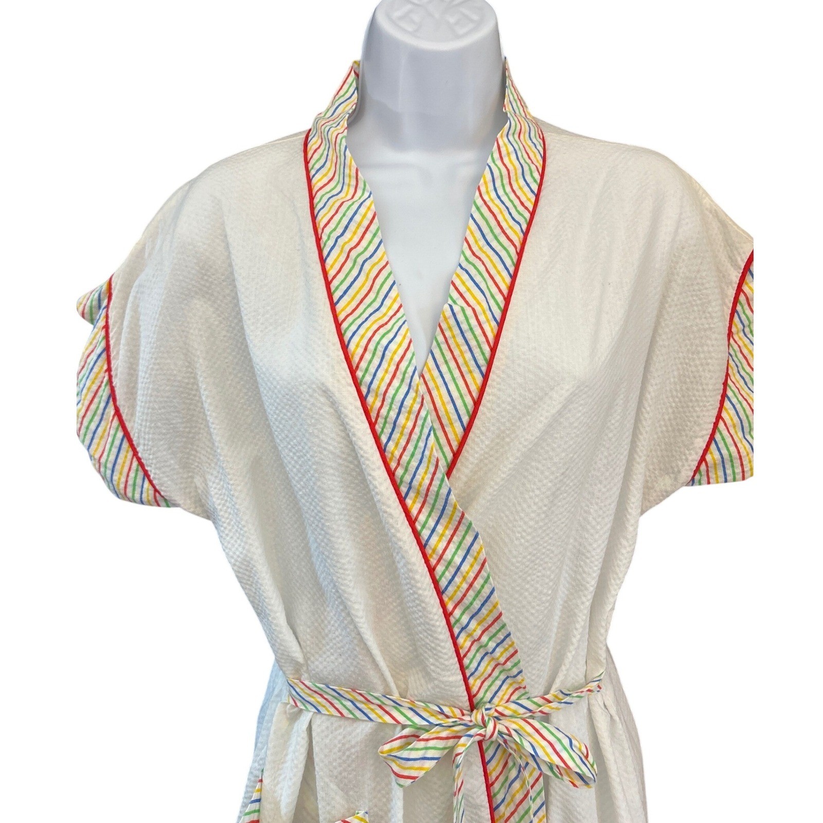 70s Jodie Arden Rainbow Seersucker Robe Rainbowcore Retro Loungewear Kitsch