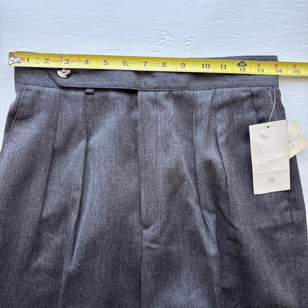 Vintage Women 10 Pleated High Waist Pant Trousers Grey Straight Leg Office Work