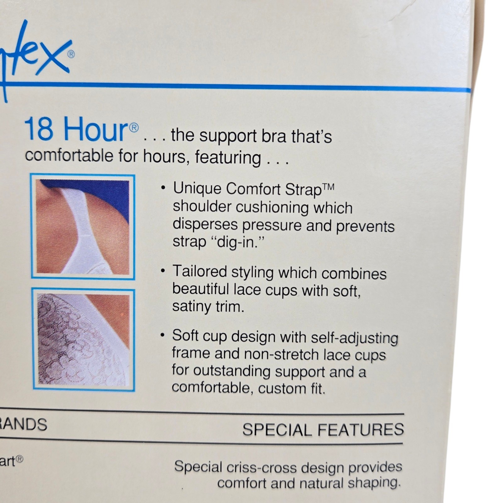NOS Playtex 18 Hour Bra Satin Lace Soft Comfort Strap Wire Free 42C White #4125
