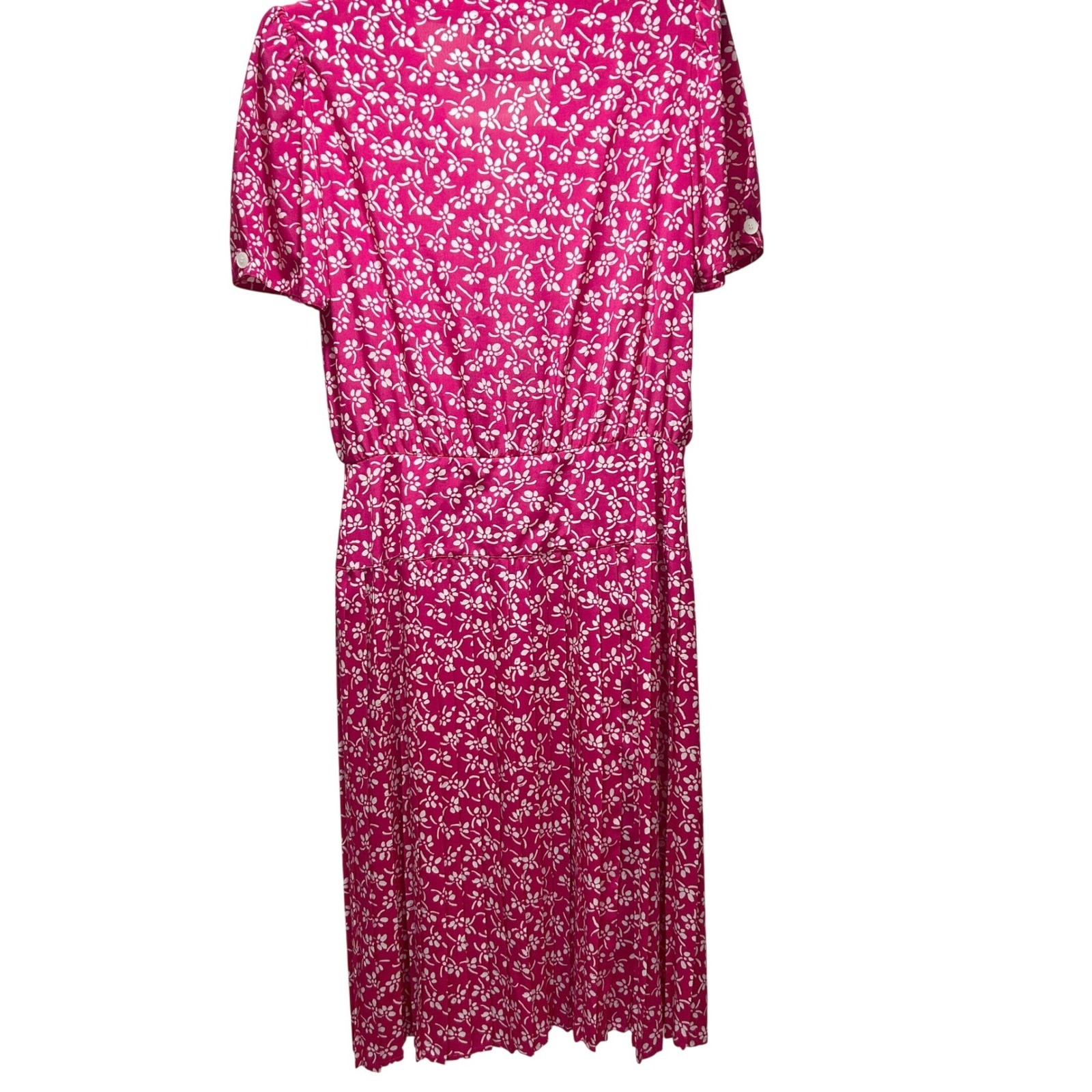Wms Vintage 90s Midi Dress Pink Floral Faux Wrap Cottagecore Petites for Maggy
