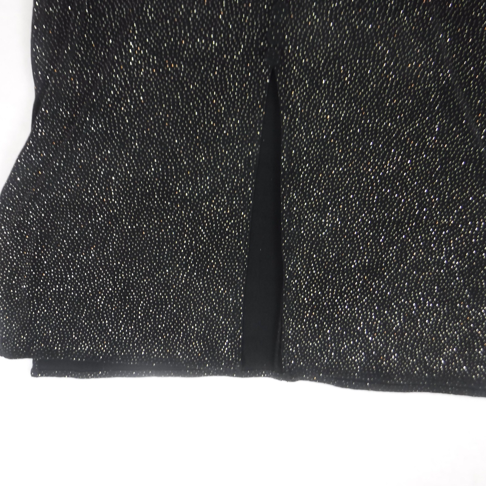 JBS LTD Vintage Black Silver Metallic Knit Tunic Top Short Sleeve Crew Neck 12