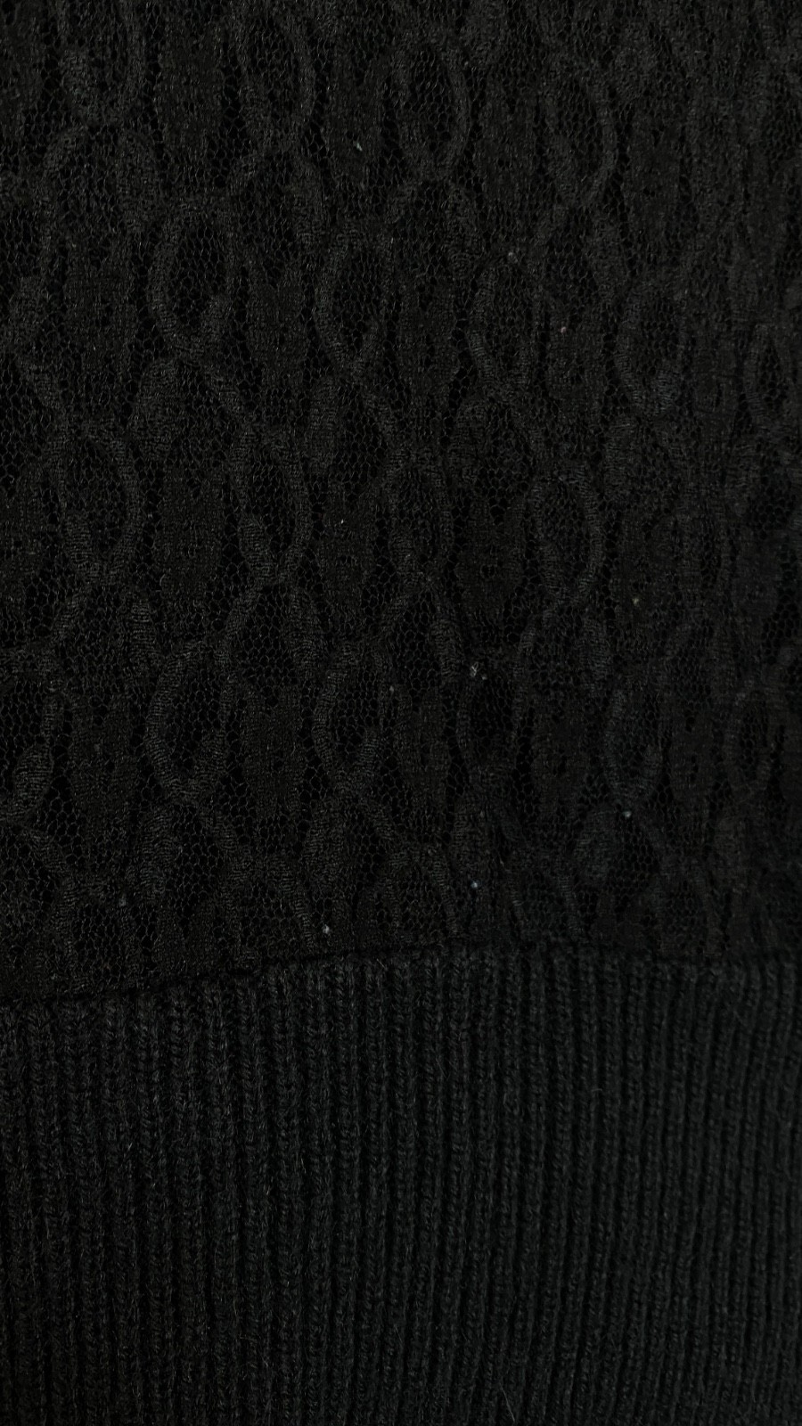 Vintage 1980s black puffed sleeve lace sweater M GITANO pull over balloon