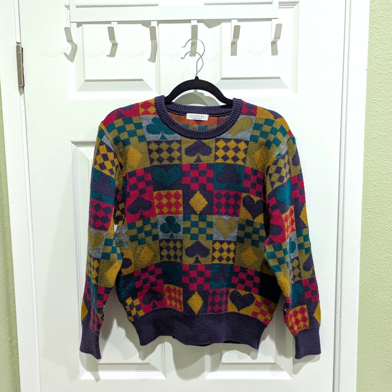 Vintage Cosmo Original Fashion Playing Card Suit Sweater