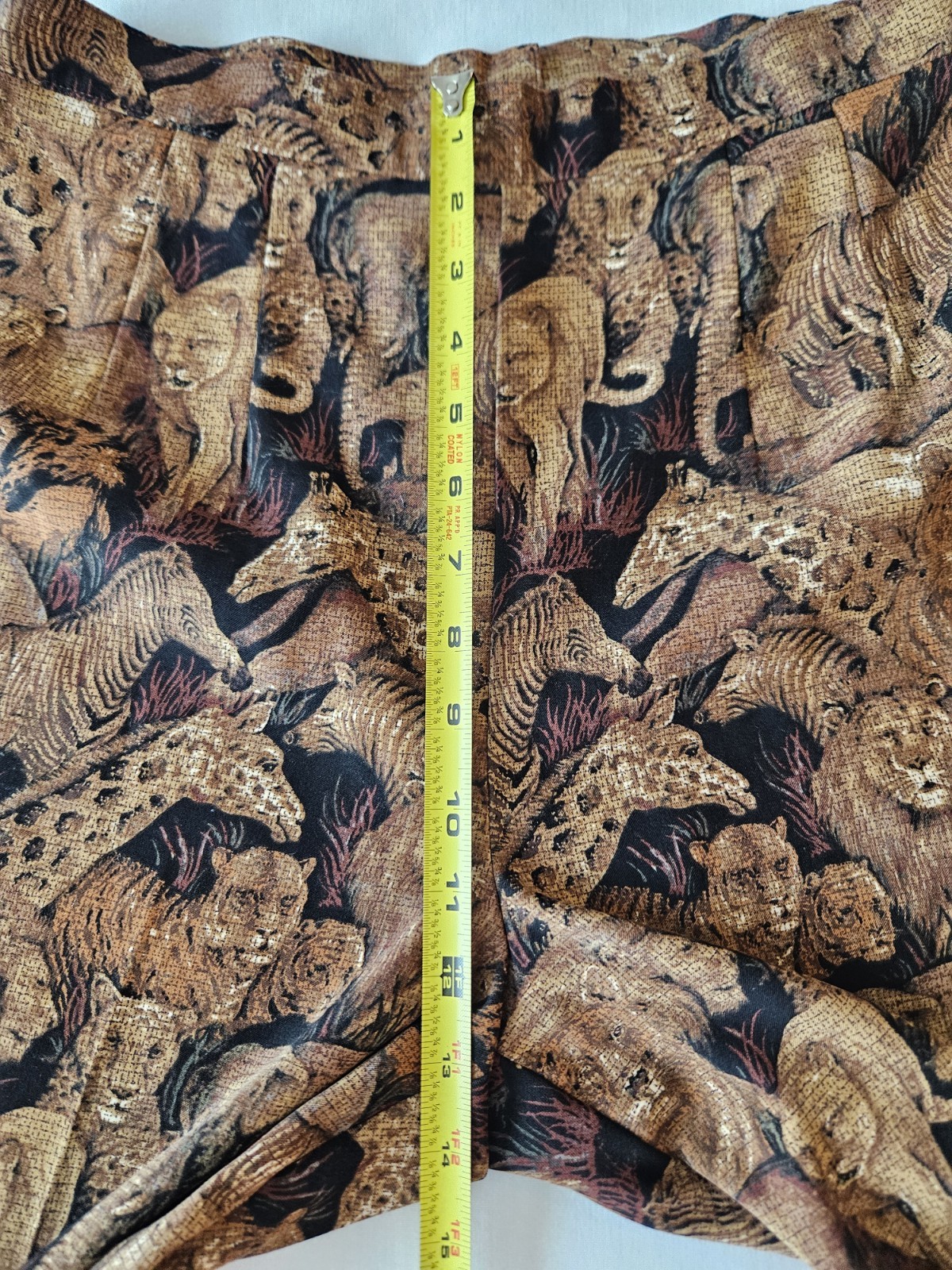Vtg Sharon Young Animal Print Zebra Lion Giraffe Brown Corduroy-ish Pants 8