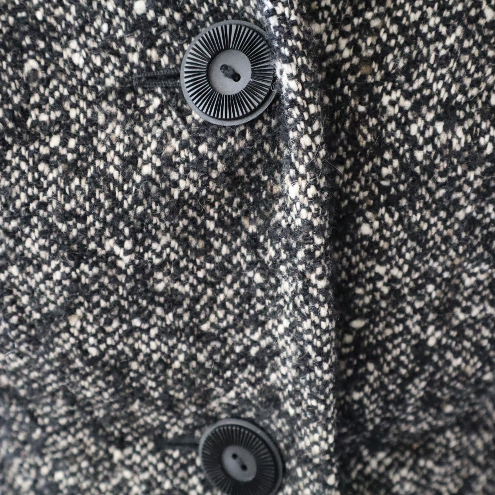 Vtg Jobis High Class Black Tweed Jacket w Black Fur Collar Sz Small Germany