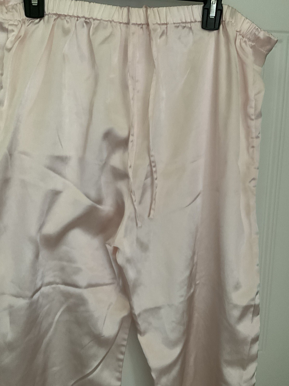 Ladies 2 Pc Pajama Set by Jeannie Size Large Pink Satin Look Polyester Used
