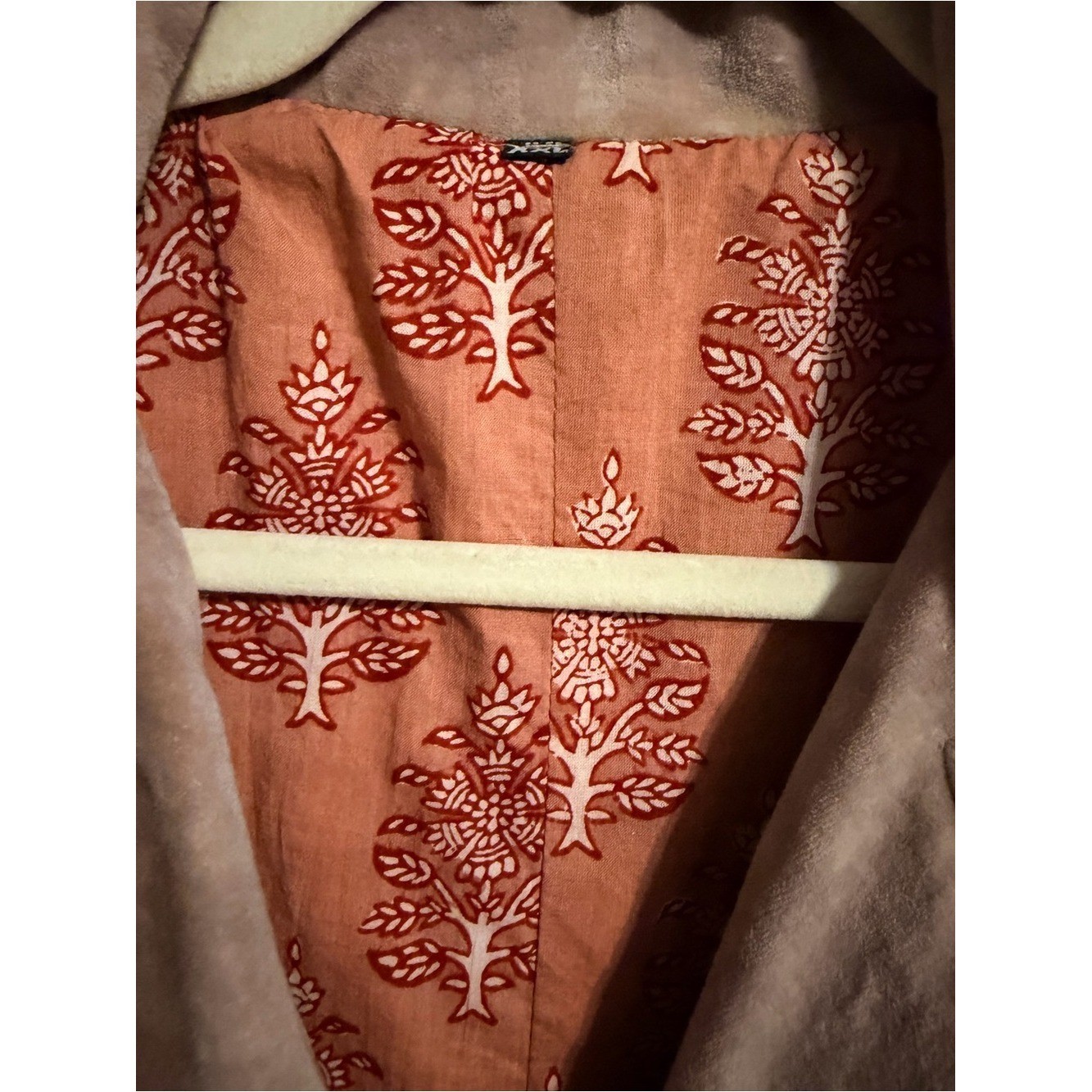 Embroidered Velvet Duster Jacket 2X Dusty Mauve Silver Floral Boho Cottagecore
