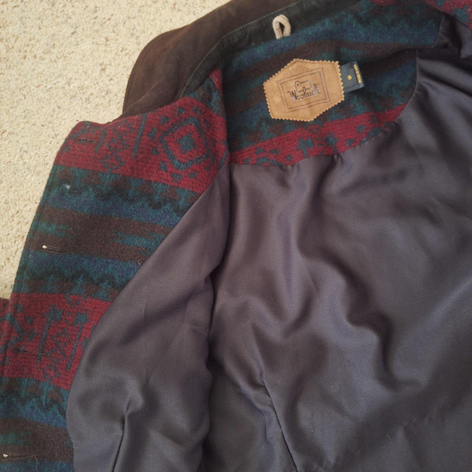 VTG Woolrich Wool Jacket Womens Small Aztec Navajo Southwestern Nordic Suede USA