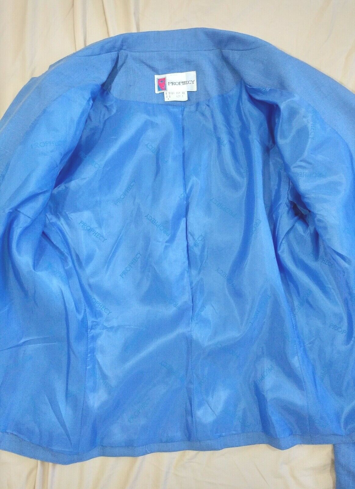 Vintage 1980s Prophecy One-Button Blazer, French Blue Linen-Like, Fully Lined, 8