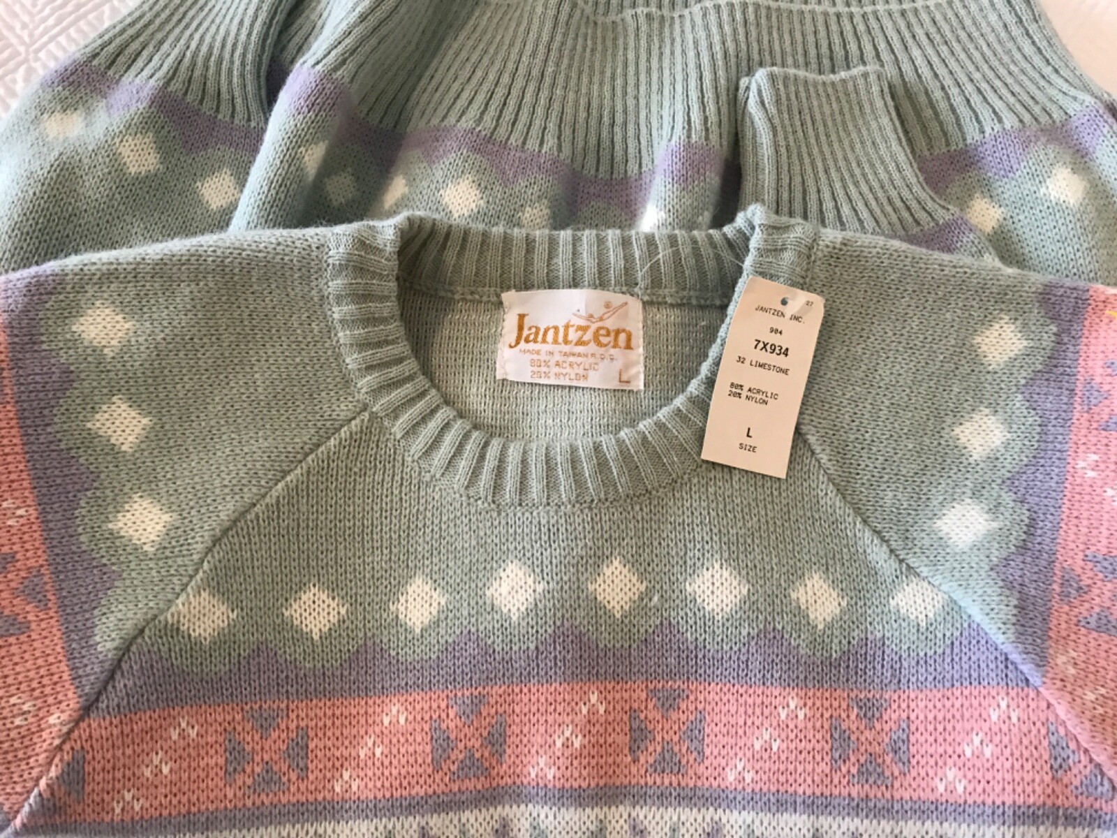 VINTAGE JANTZEN PASTEL SPARKLY FAIRY KEI KAWAII KNIT SWEATER SIZE L ADELE