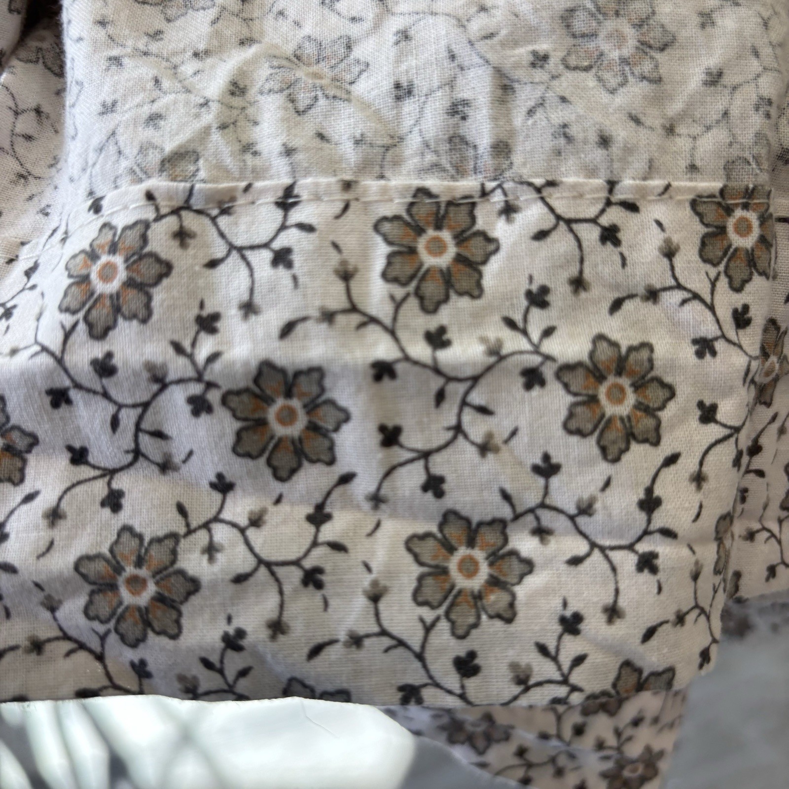 Vintage Brown Calico Floral Maxi Skirt Vintage Ribbon Trim Prairie Cottagecore