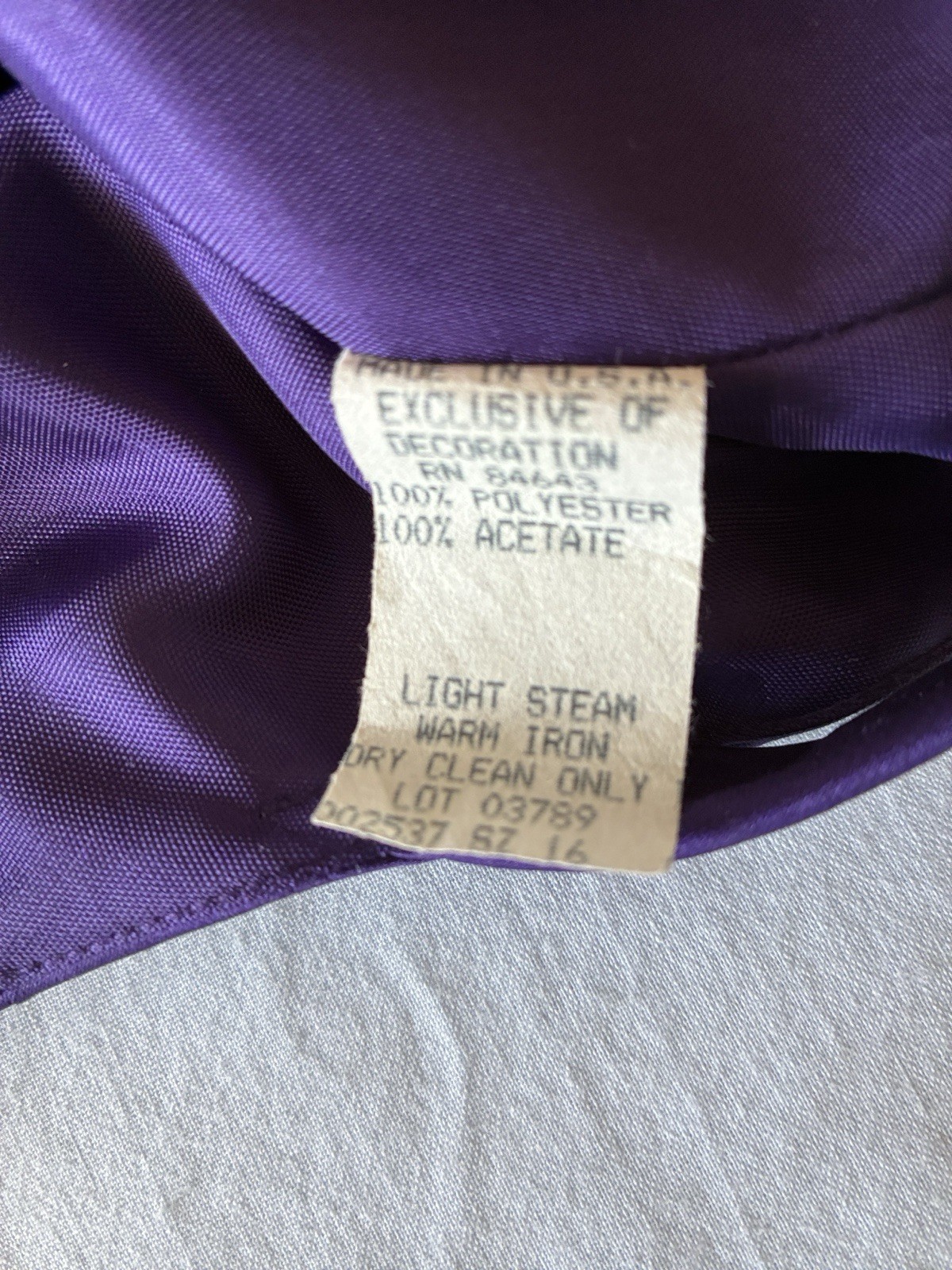 Vintage Watters and Watters Purple Satin Sleeveless A-Line Dress Long Size 16