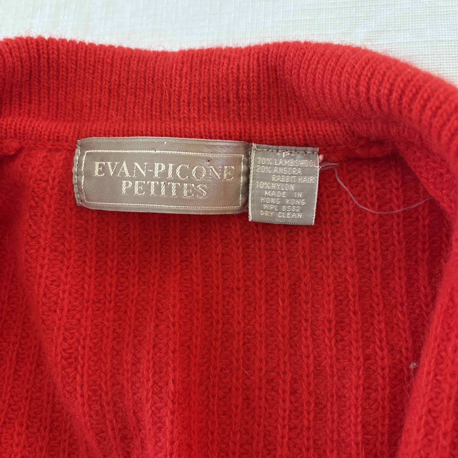 Evan Picone Red Women’s Sweater Vest Wool/Angora Rabbit Hair/nylon VTG Petite S