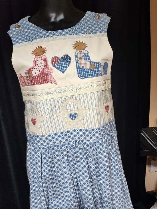 Vintage Prairie Patchwork Gingham Maxi Dress Folk Art Cottagecore Small