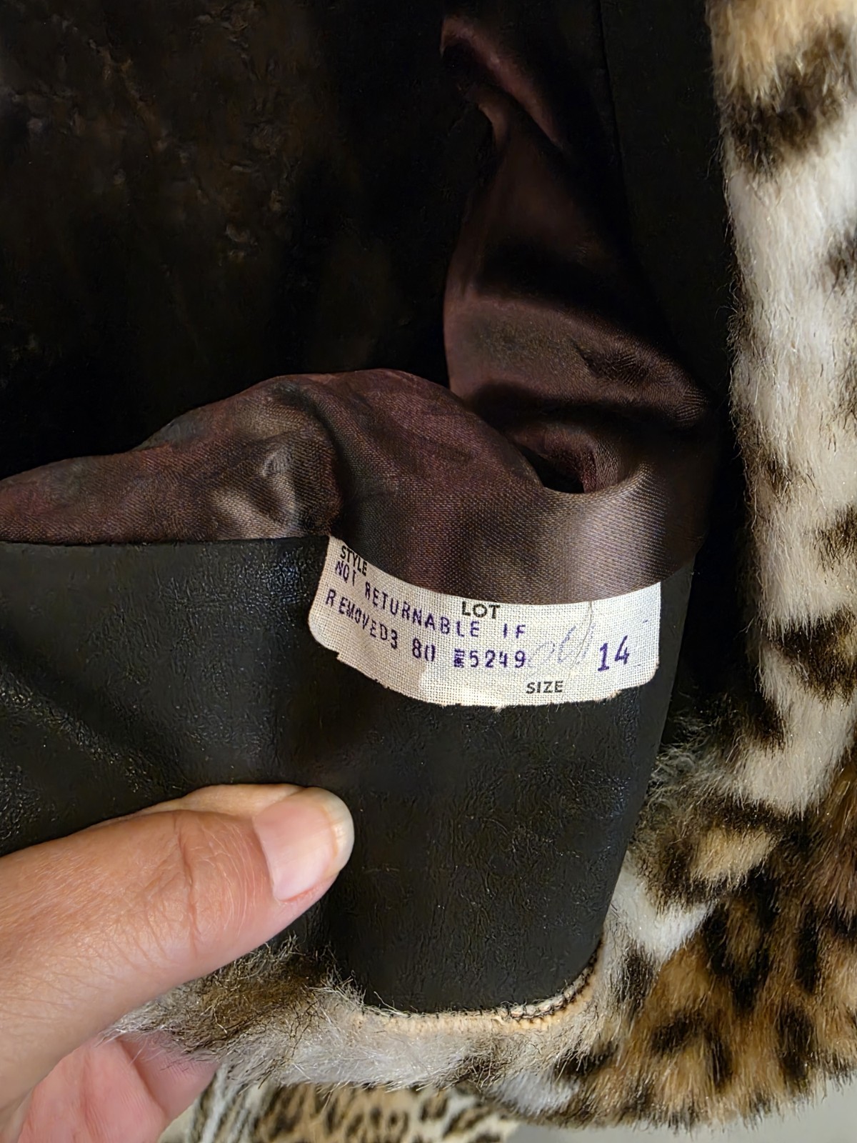 Vintage Sportowne Leopard Print Faux Fur Full Length Coat Size 14