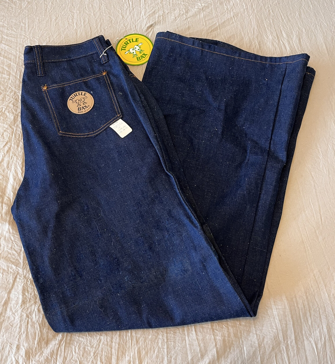1970s Turtle Bax Vintage Denim Jeans Flare Leg SZ 13-14 Bell Bottom NOS WITH TAG