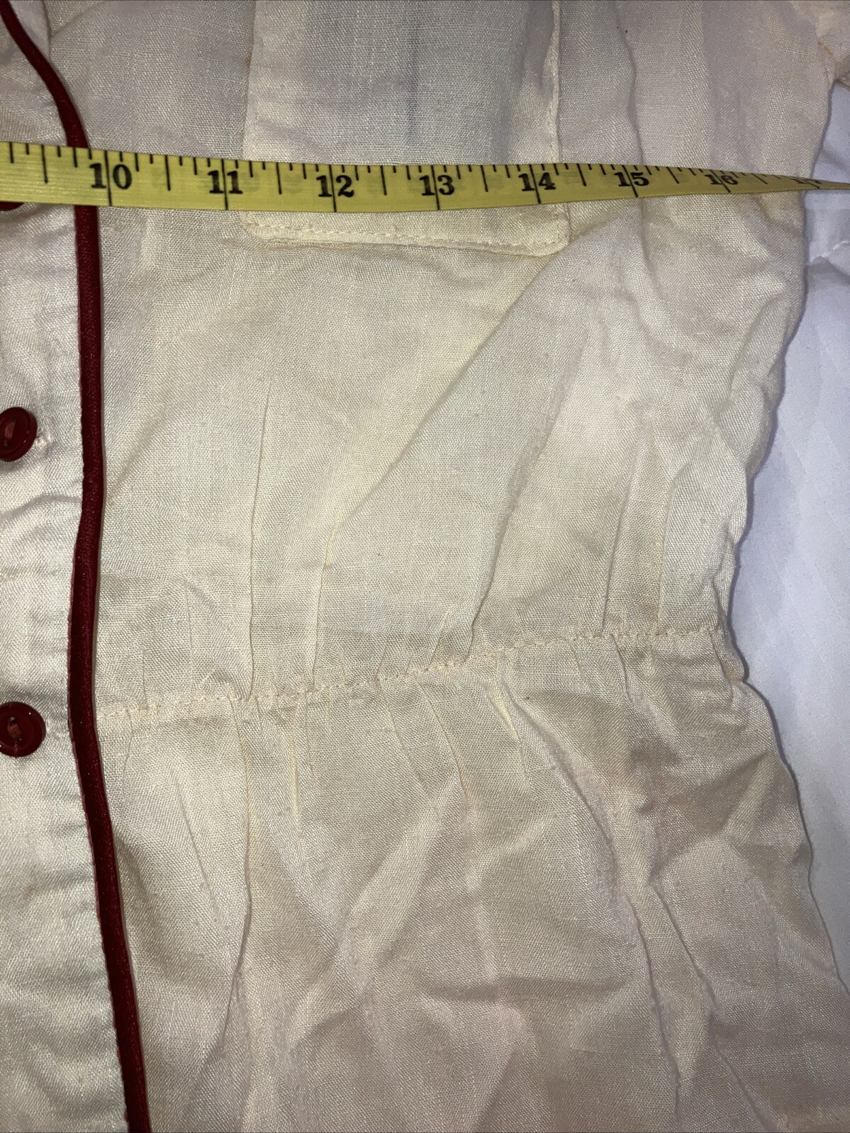 Vintage Jacket Skirt Suit Outfit Set Ivory W/Wine Piping Lightweight Size XS/S?