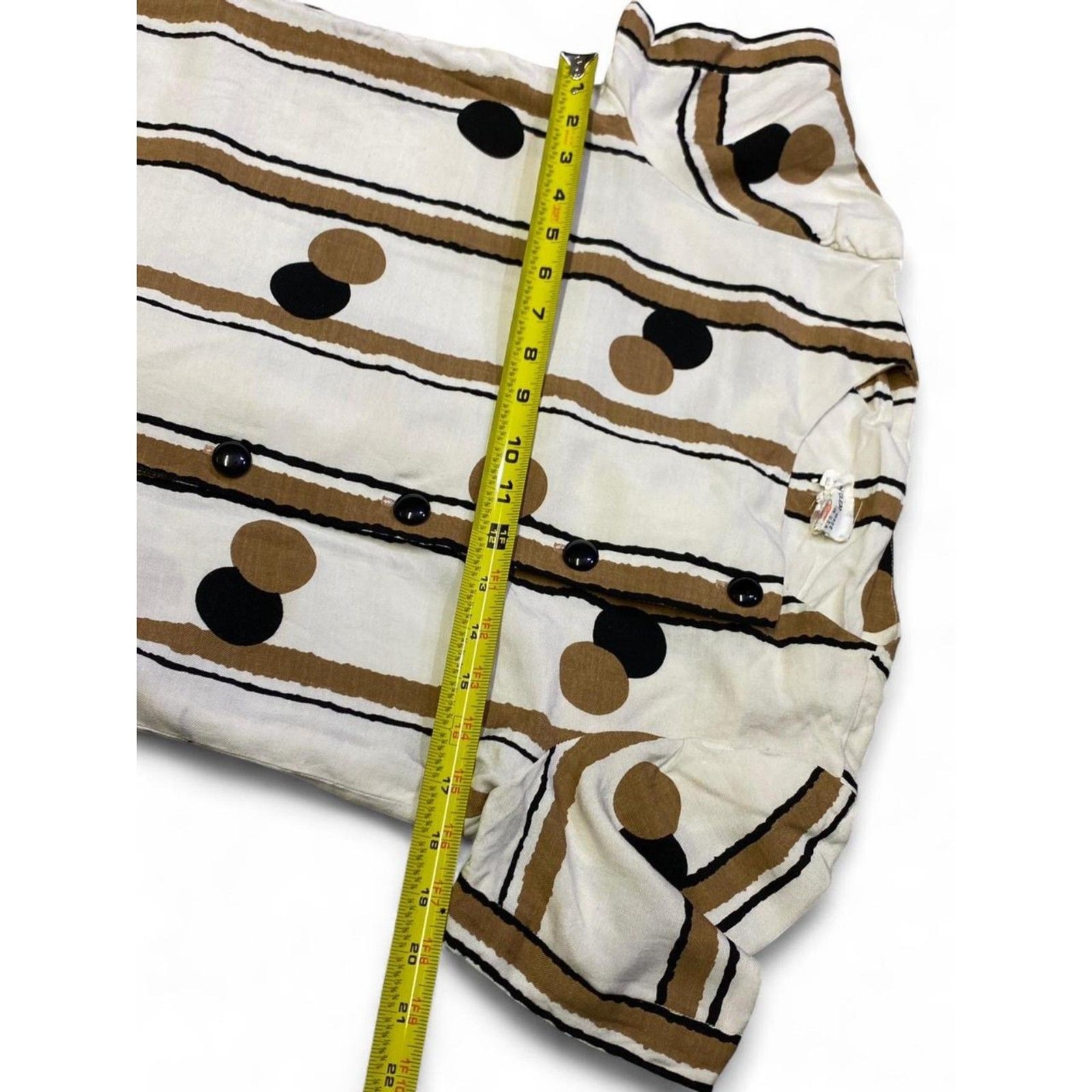 Vintage Union Made Feminine Polka Dot Stripes Shift Geometric Dress Made in USA