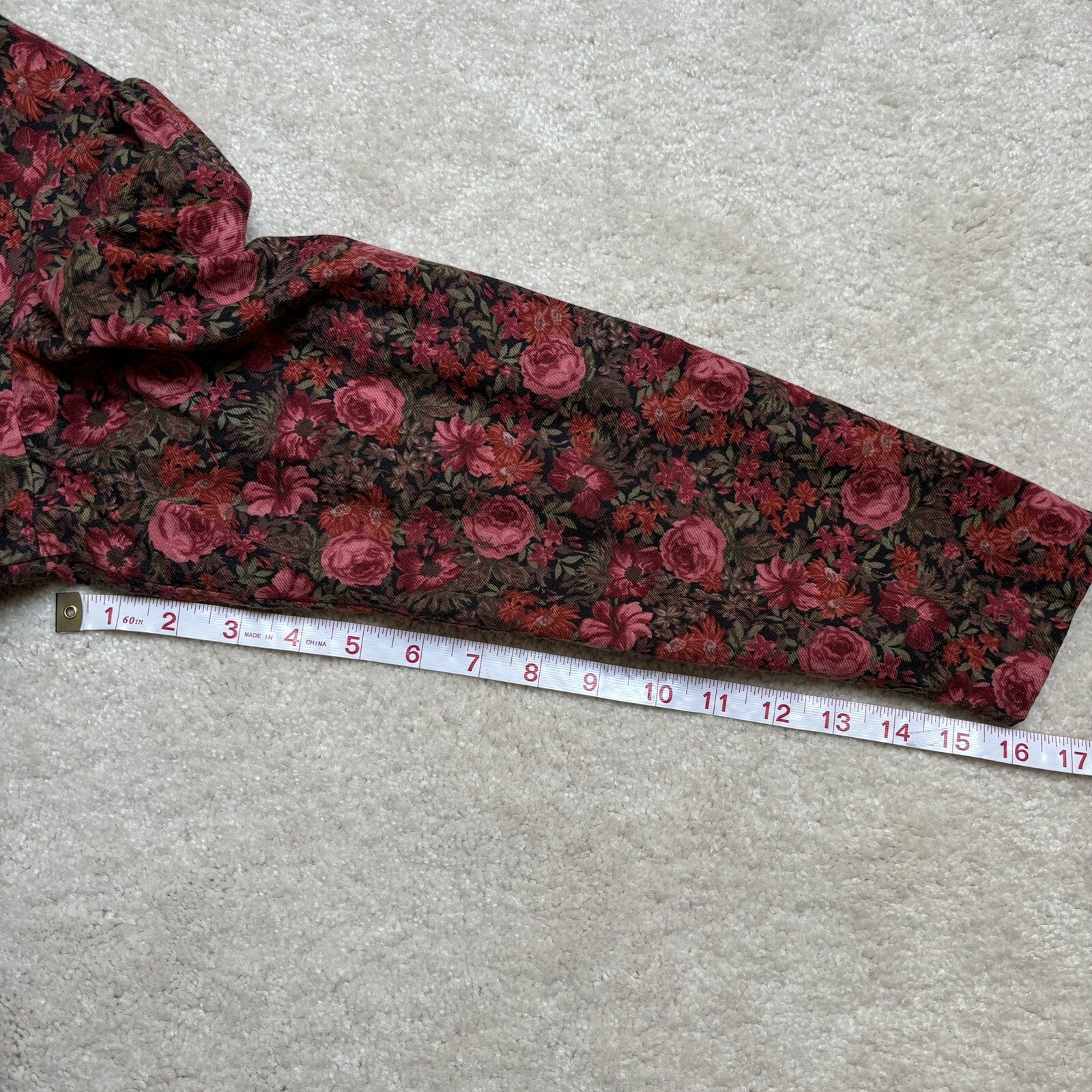 Vintage Laura Ashley Wool Cotton Red Floral Great Britain Dress US 6 UK 10