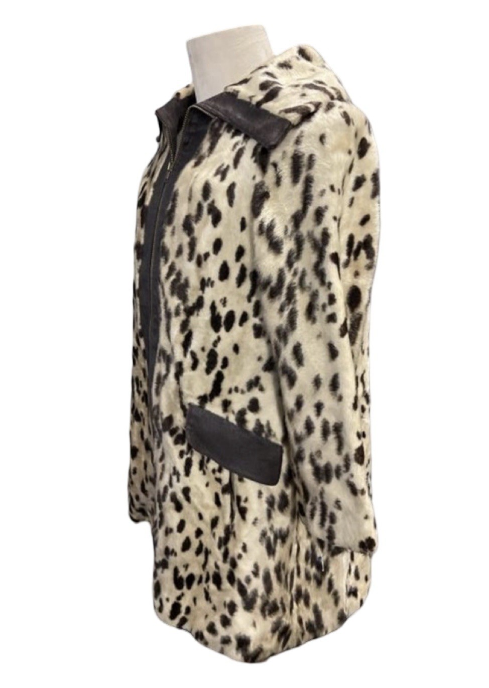 Vintage 1960s Faux Leopard Coat Safari Sportowne La France Swing Women’s Size 8