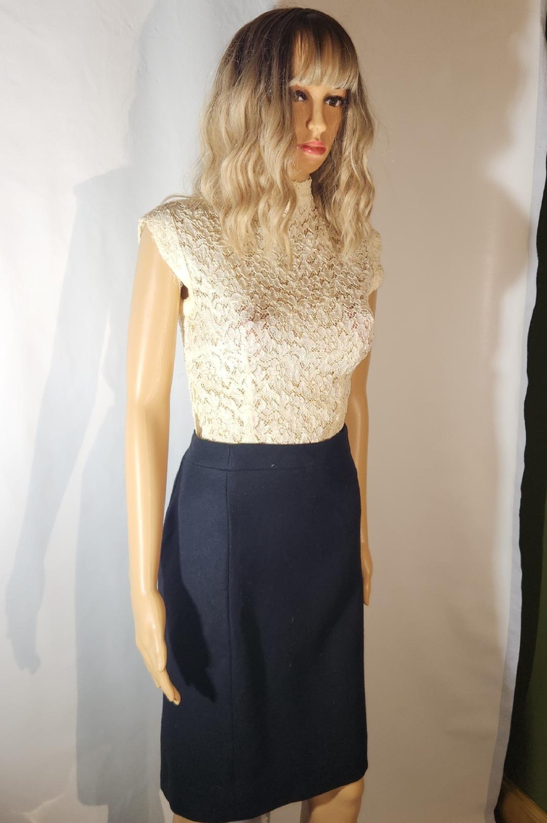 J CREW UK LTD WOOL AND POLYESTER PENCIL SKIRT SIZE 4 RETRO BUSINESS SKIRT